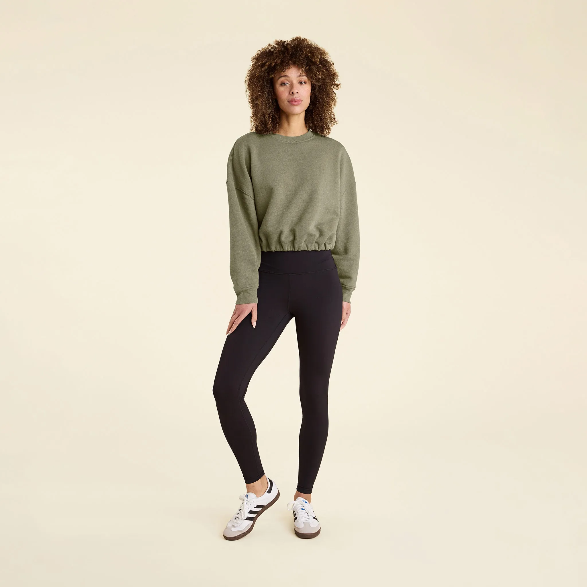 Vintage Fleece Cinch Waist Sweatshirt | Olive sold by nuuds product image thumbnail 2