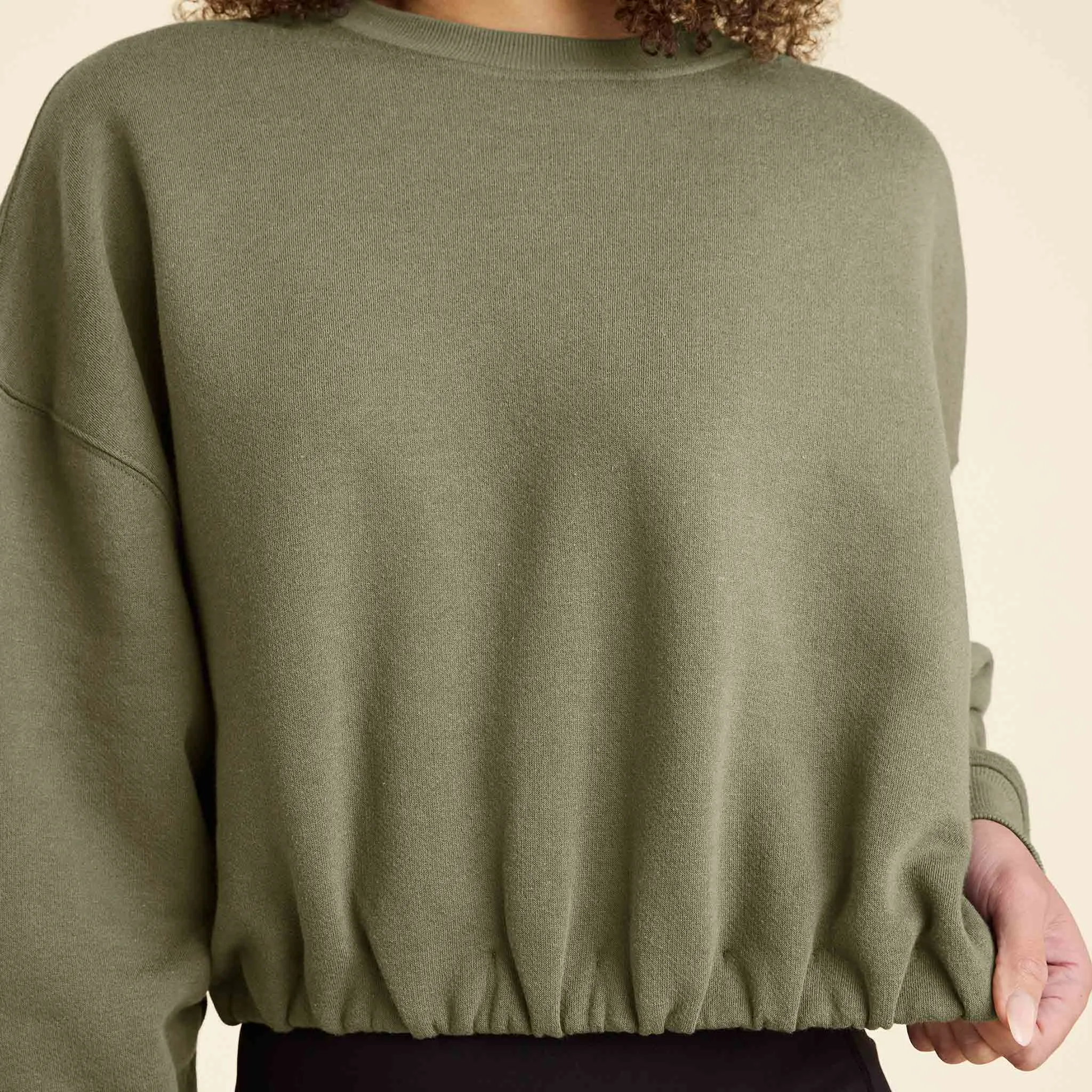 Vintage Fleece Cinch Waist Sweatshirt | Olive sold by nuuds product image thumbnail 5