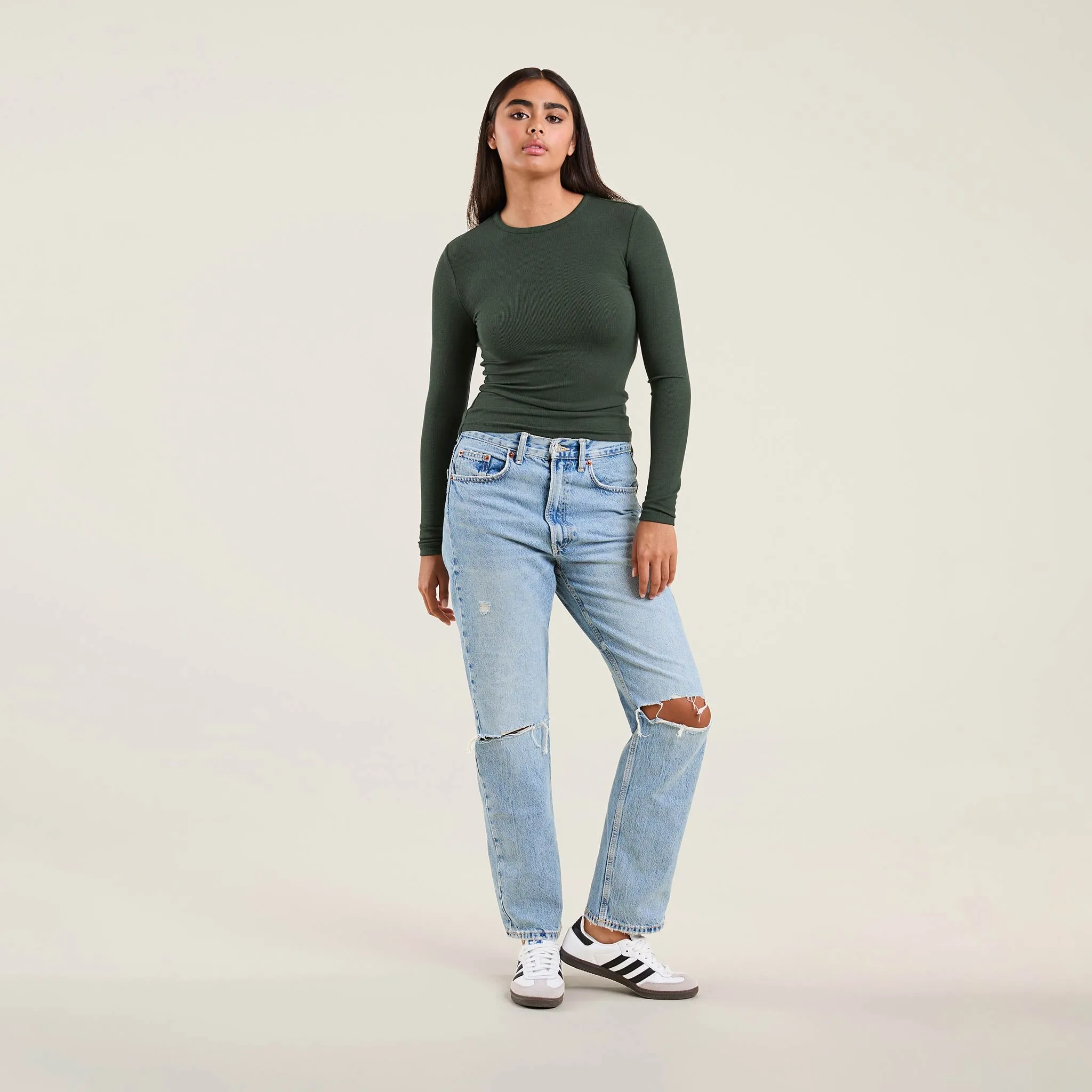 Slinky Rib Shirt | Evergreen sold by nuuds product image thumbnail 2