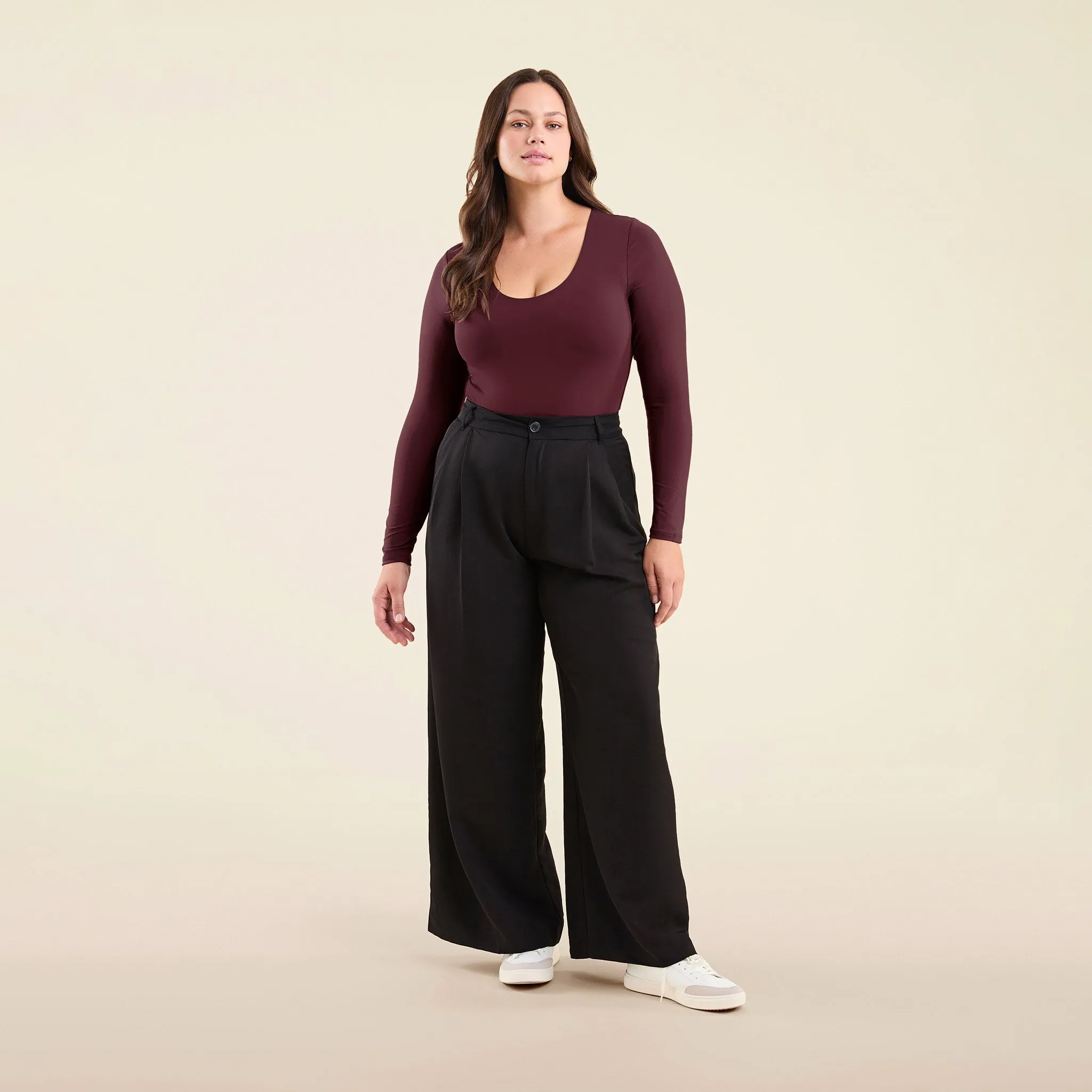 Long Sleeve Scoop Neck Bodysuit | Merlot sold by nuuds product image thumbnail 2