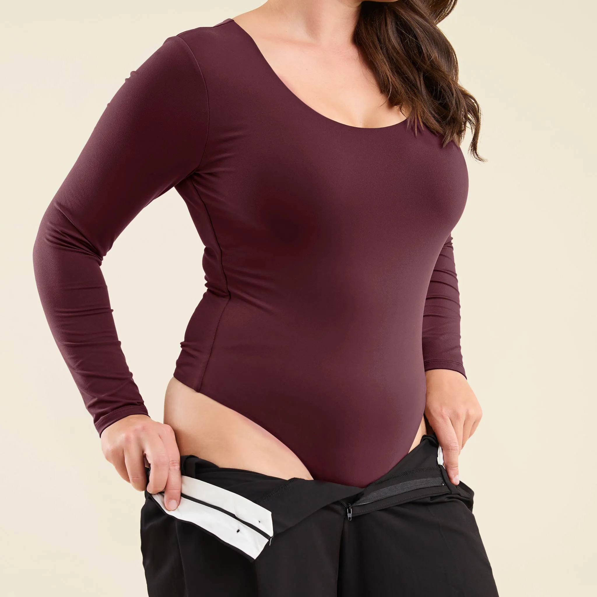 Long Sleeve Scoop Neck Bodysuit | Merlot sold by nuuds product image thumbnail 5