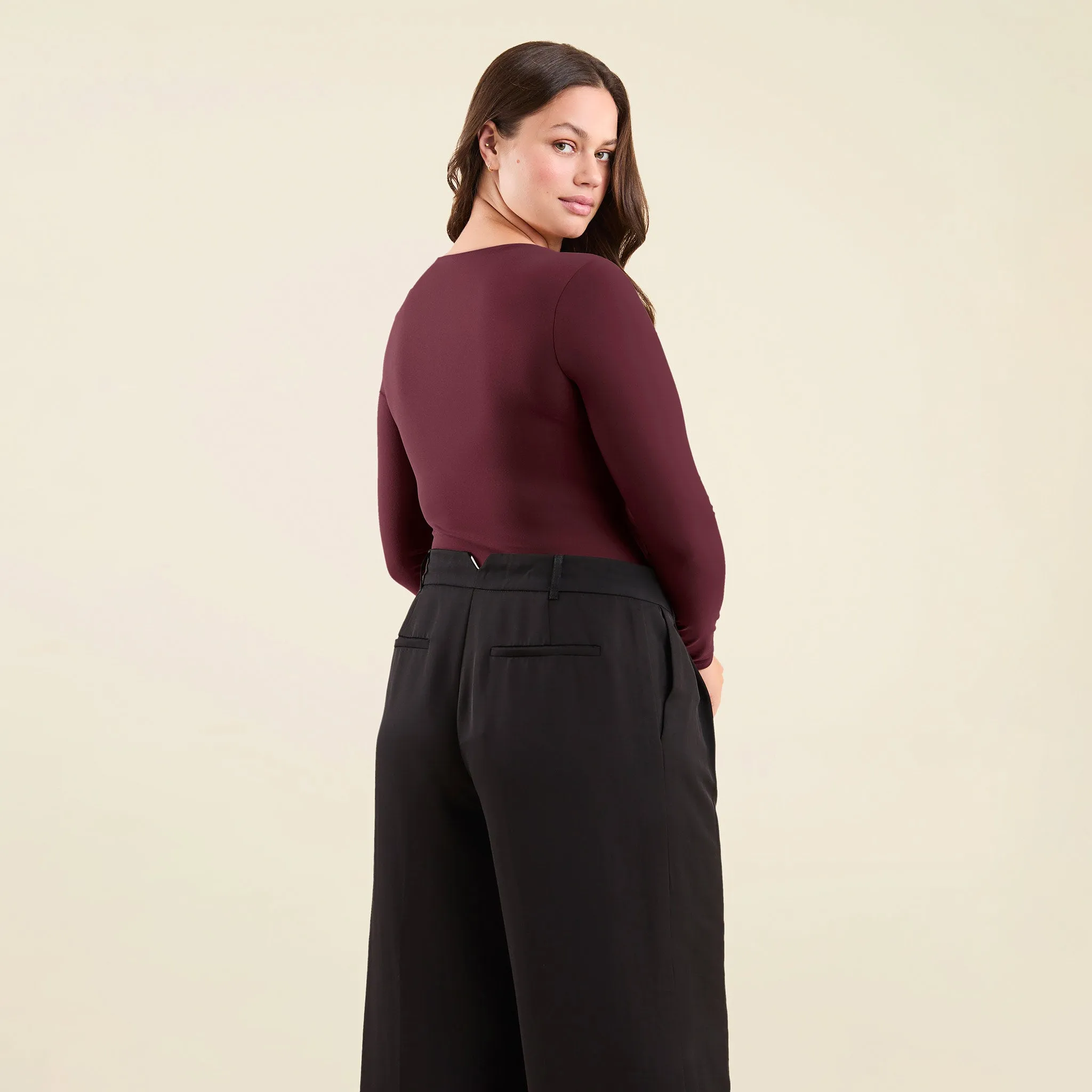 Long Sleeve Scoop Neck Bodysuit | Merlot sold by nuuds product image thumbnail 4