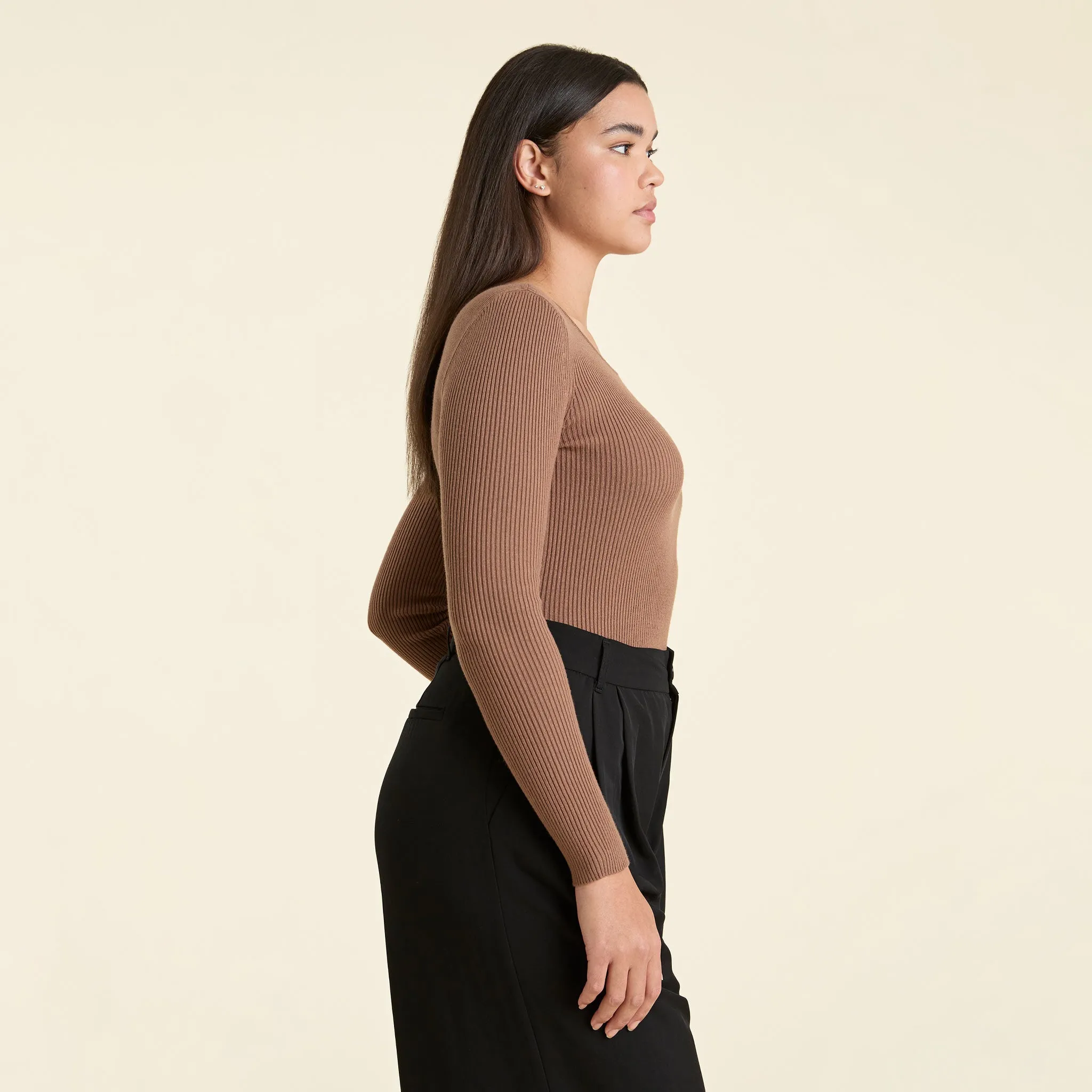 Crewneck Sweater Bodysuit | Chocolate sold by nuuds product image thumbnail 3
