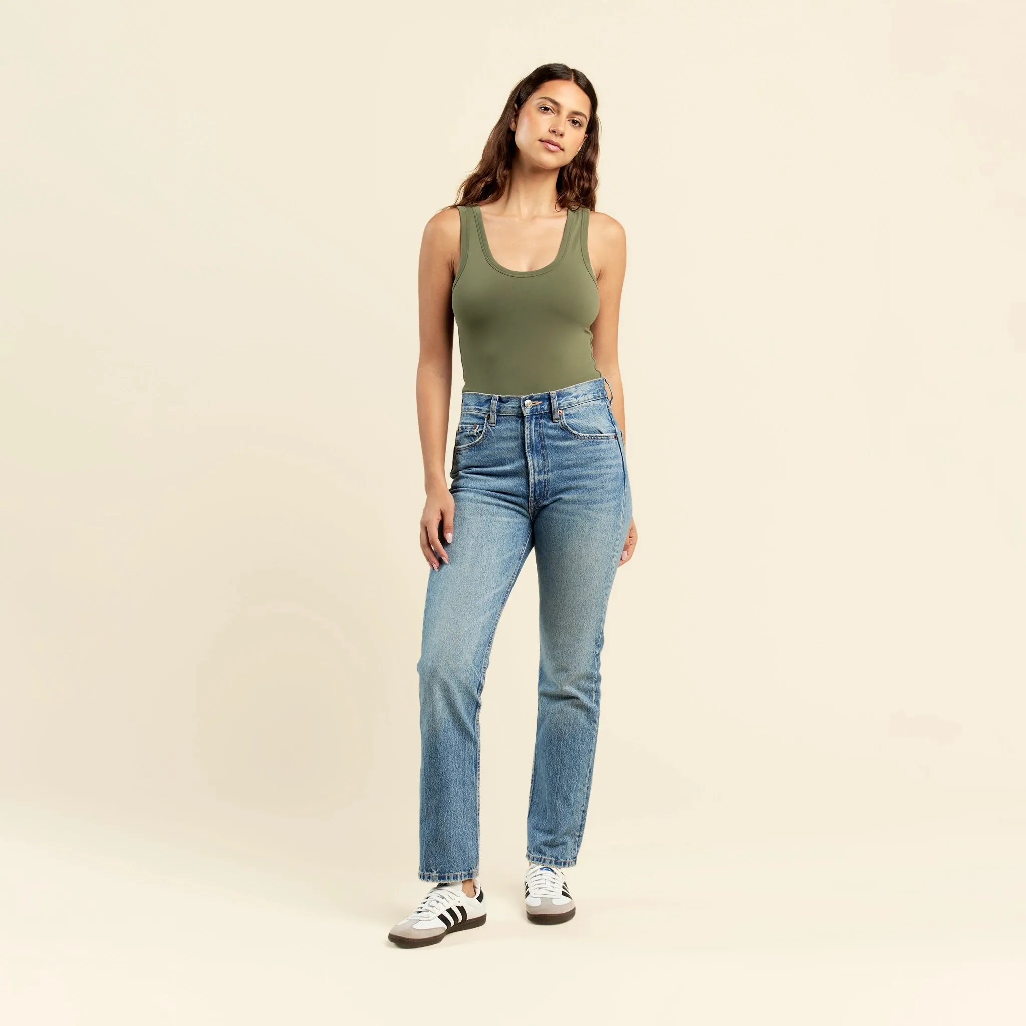 Seamless Scoop Tank Bodysuit | Olive sold by nuuds product image thumbnail 2