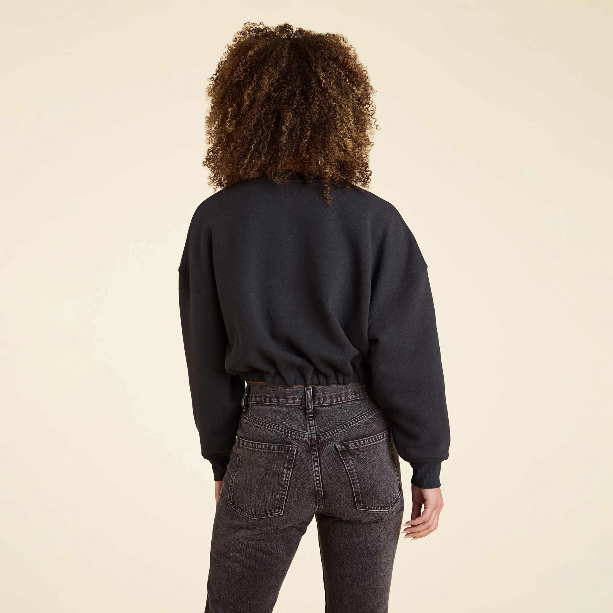 Vintage Fleece Cinch Waist Sweatshirt | Black sold by nuuds product image thumbnail 4