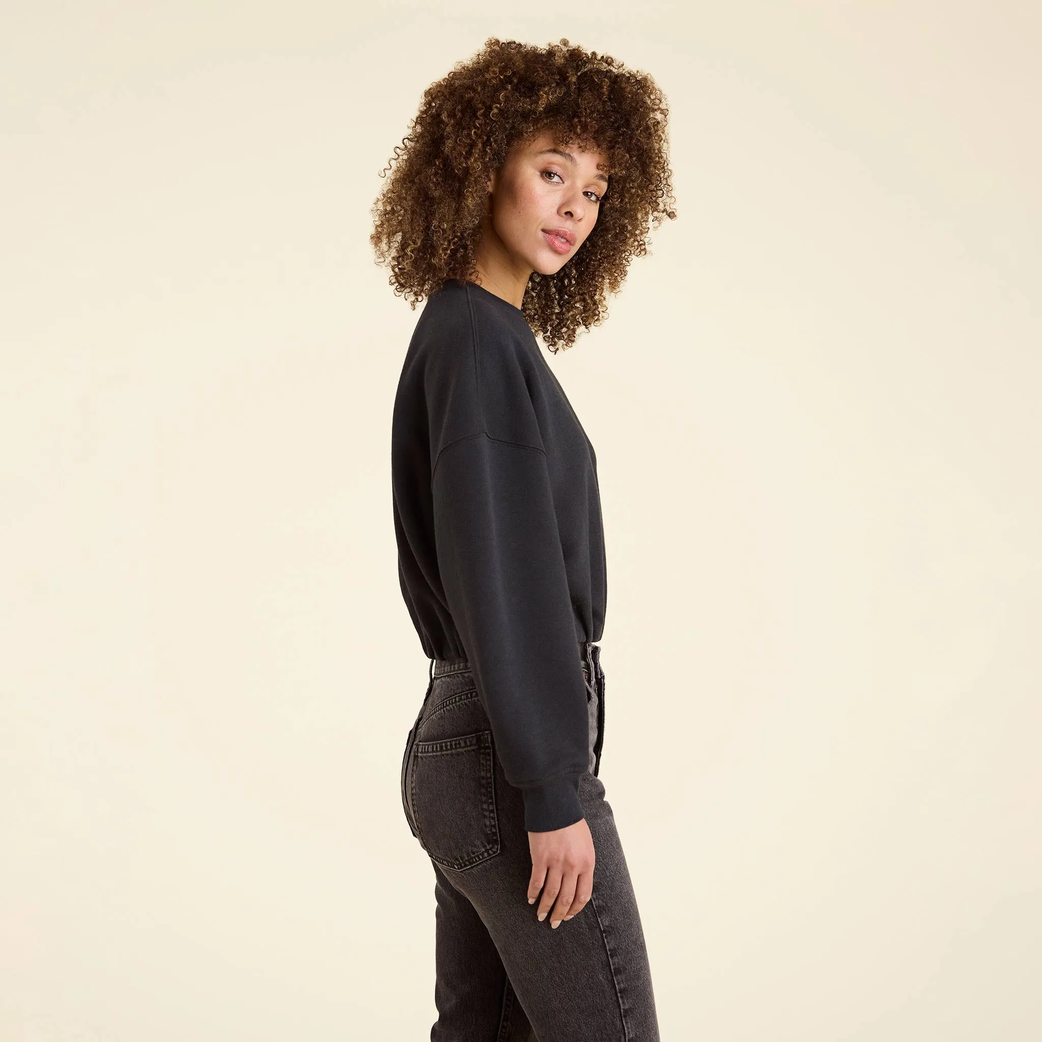 Vintage Fleece Cinch Waist Sweatshirt | Black sold by nuuds product image thumbnail 3