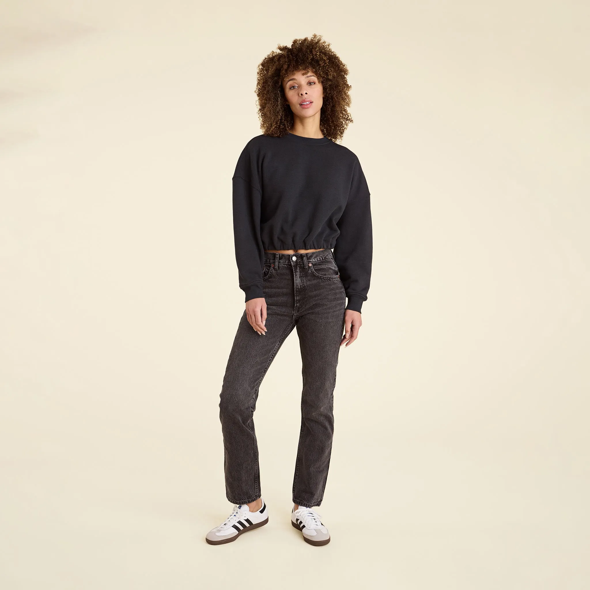 Vintage Fleece Cinch Waist Sweatshirt | Black sold by nuuds product image thumbnail 2