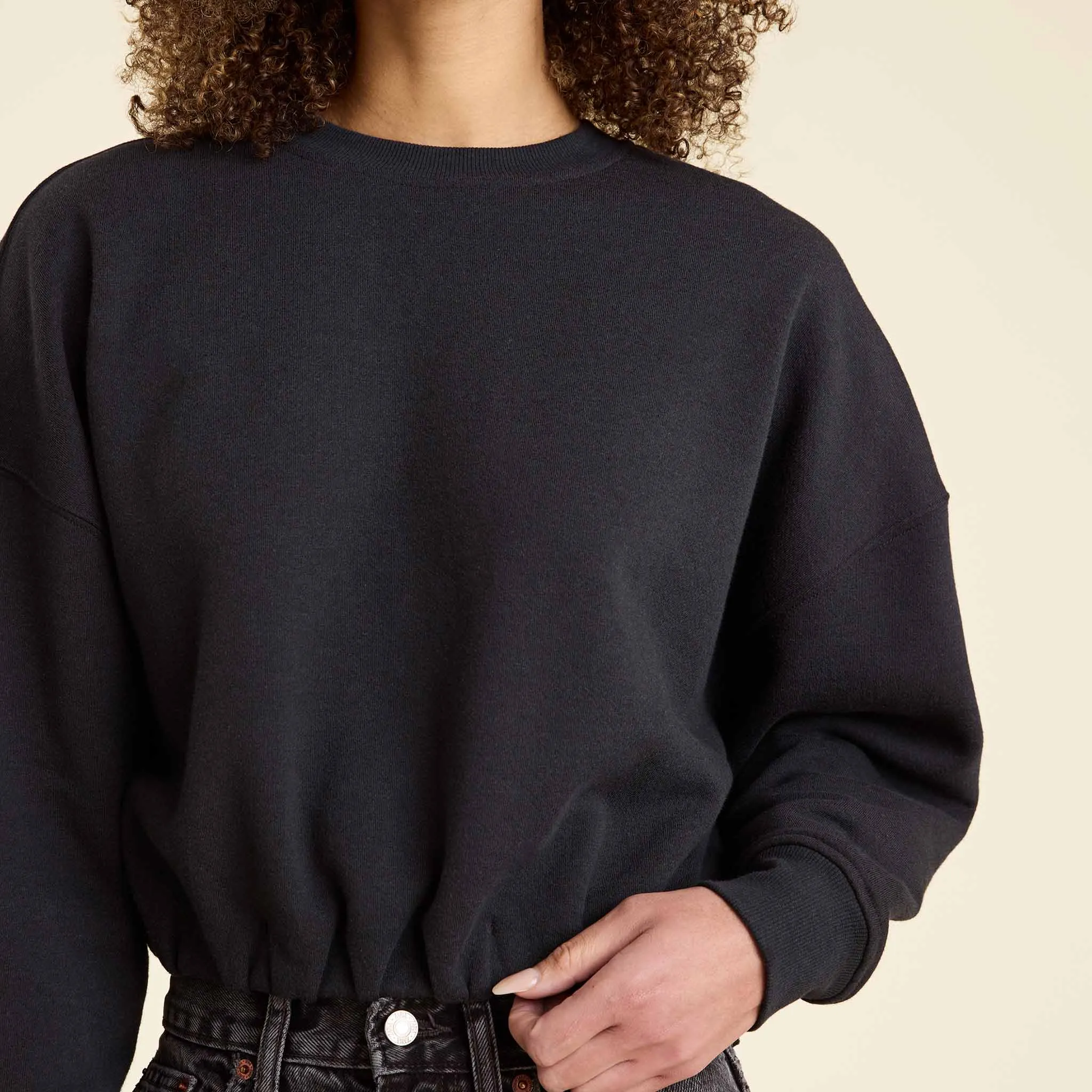 Vintage Fleece Cinch Waist Sweatshirt | Black sold by nuuds product image thumbnail 5