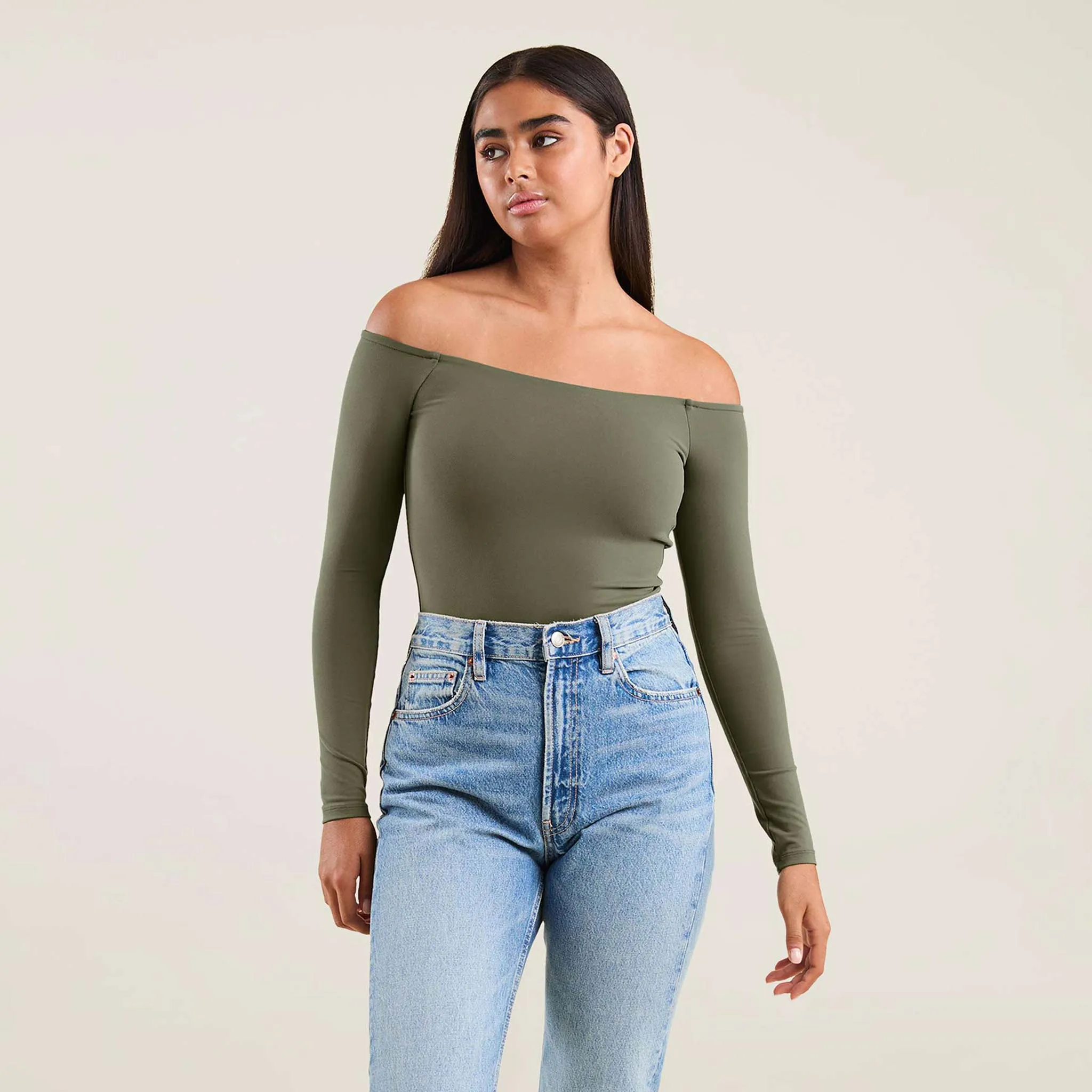 Off The Shoulder Bodysuit | Olive sold by nuuds