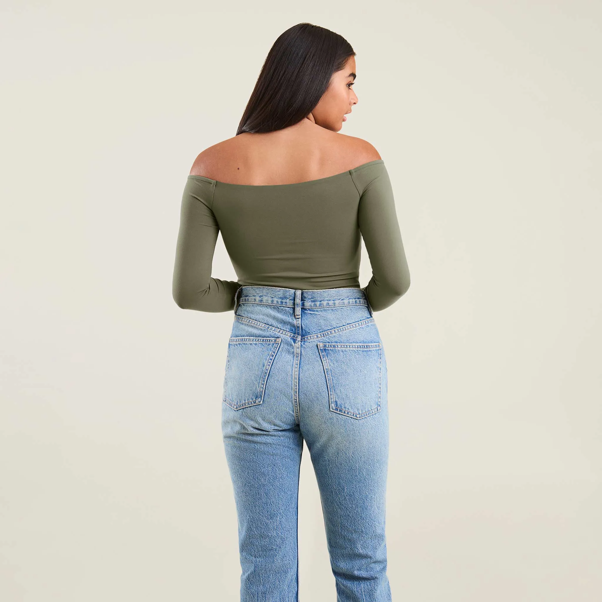 Off The Shoulder Bodysuit | Olive sold by nuuds product image thumbnail 4