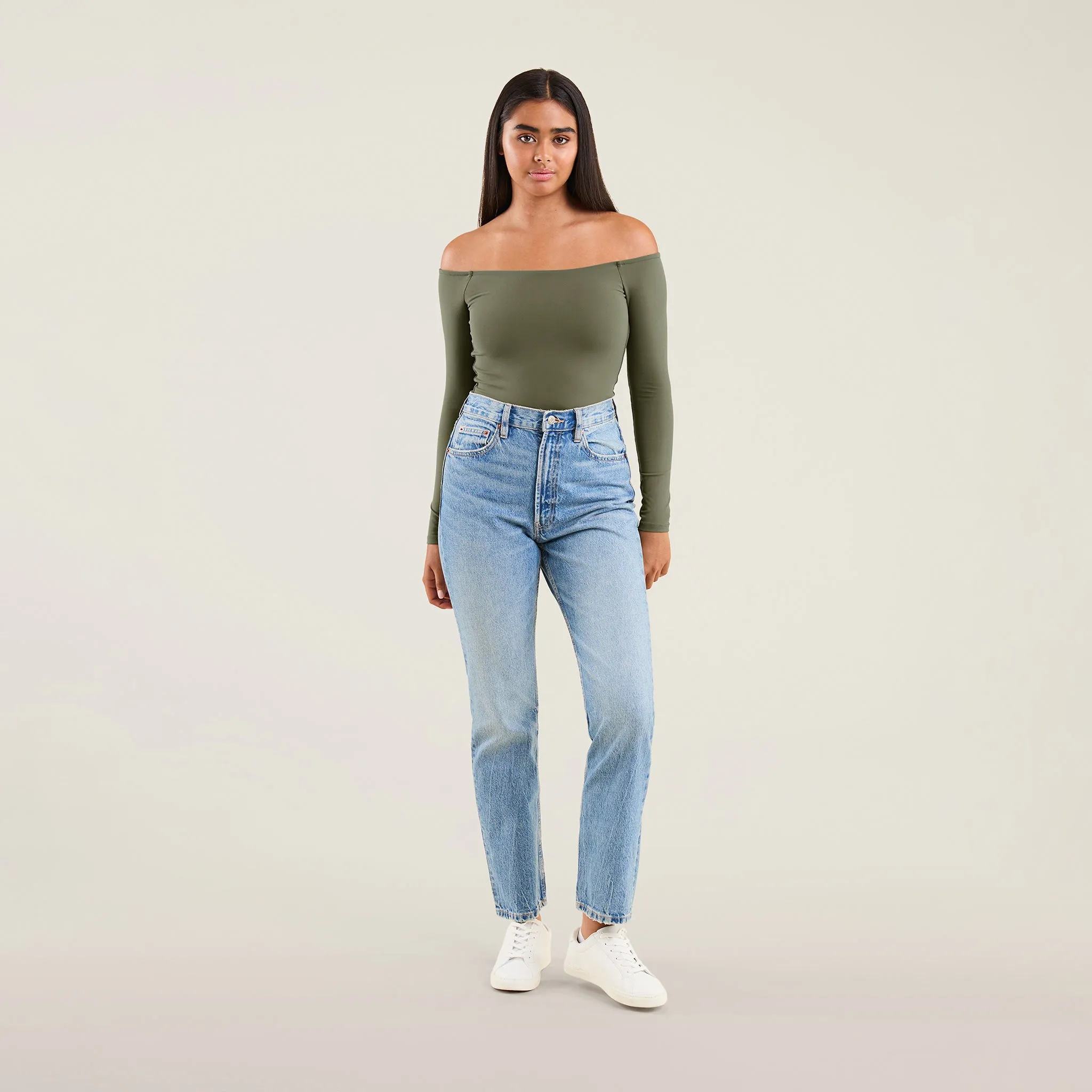 Off The Shoulder Bodysuit | Olive sold by nuuds product image thumbnail 2