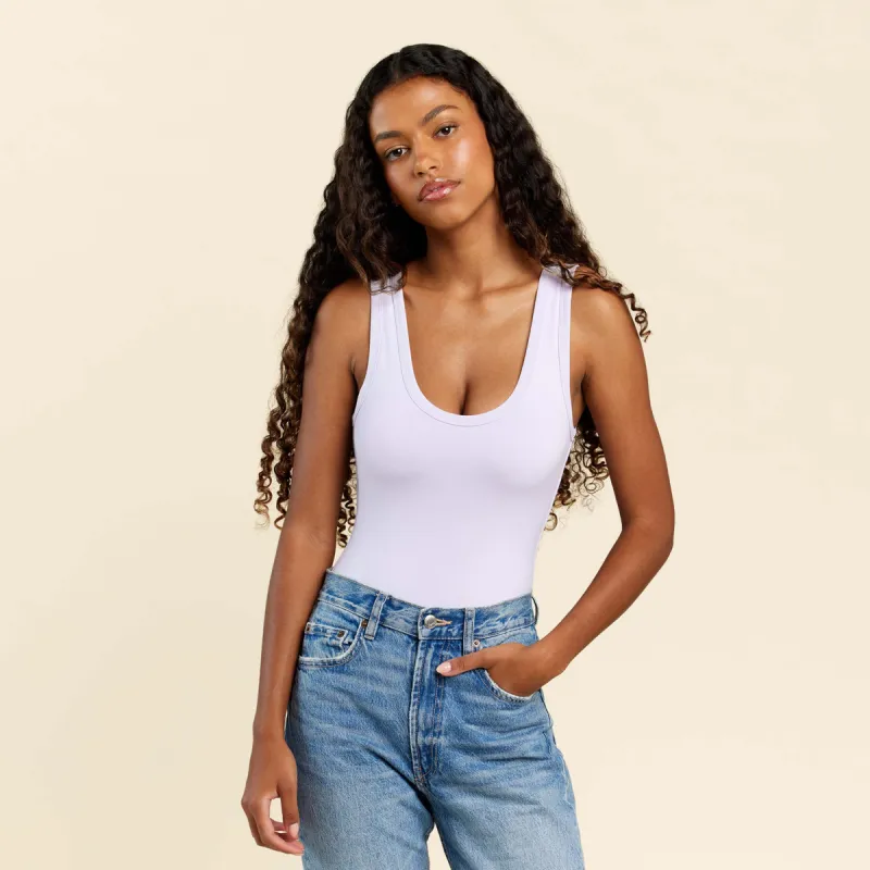 Seamless Scoop Tank Bodysuit | Lilac sold by nuuds