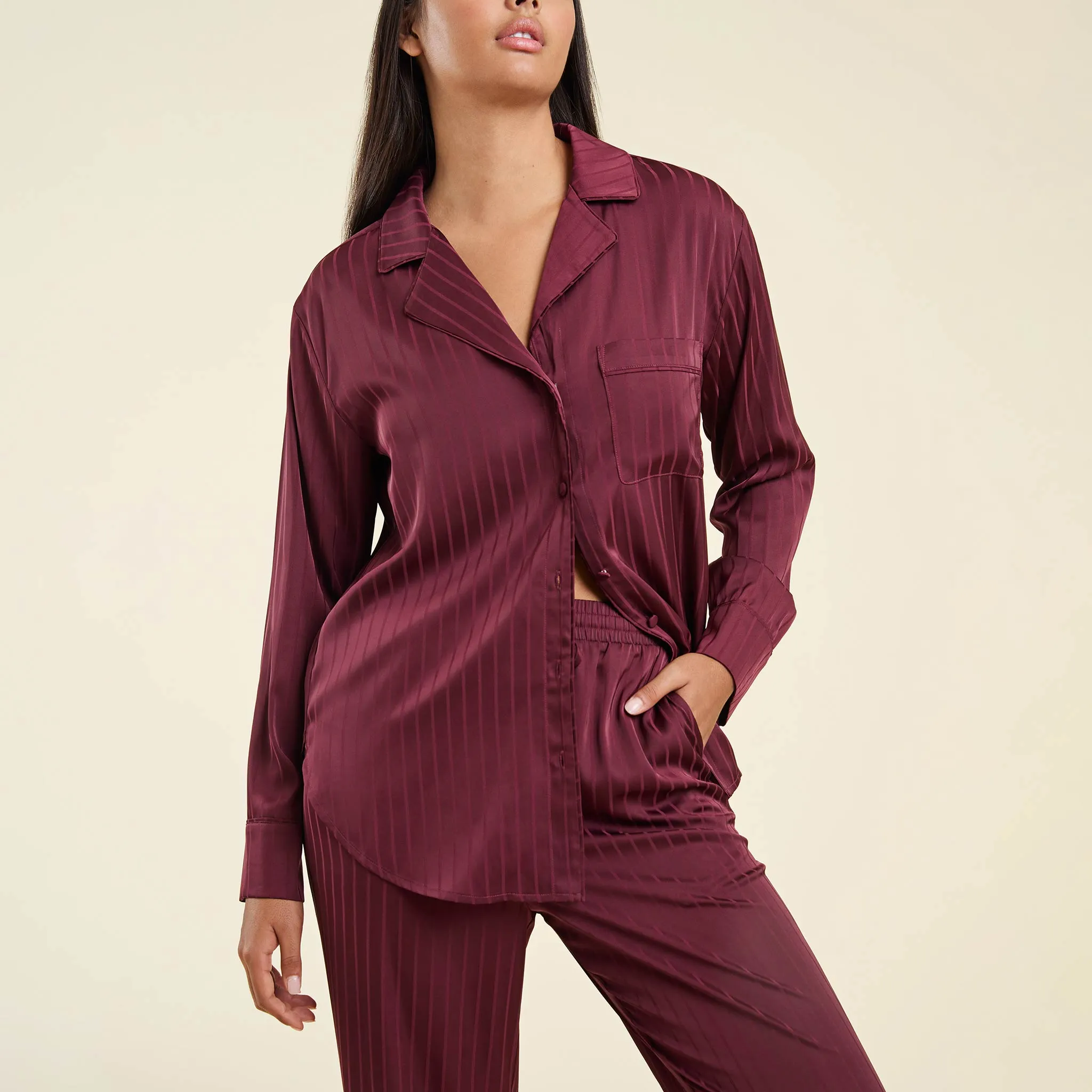 Satin Pajama Set | Merlot sold by nuuds product image thumbnail 5