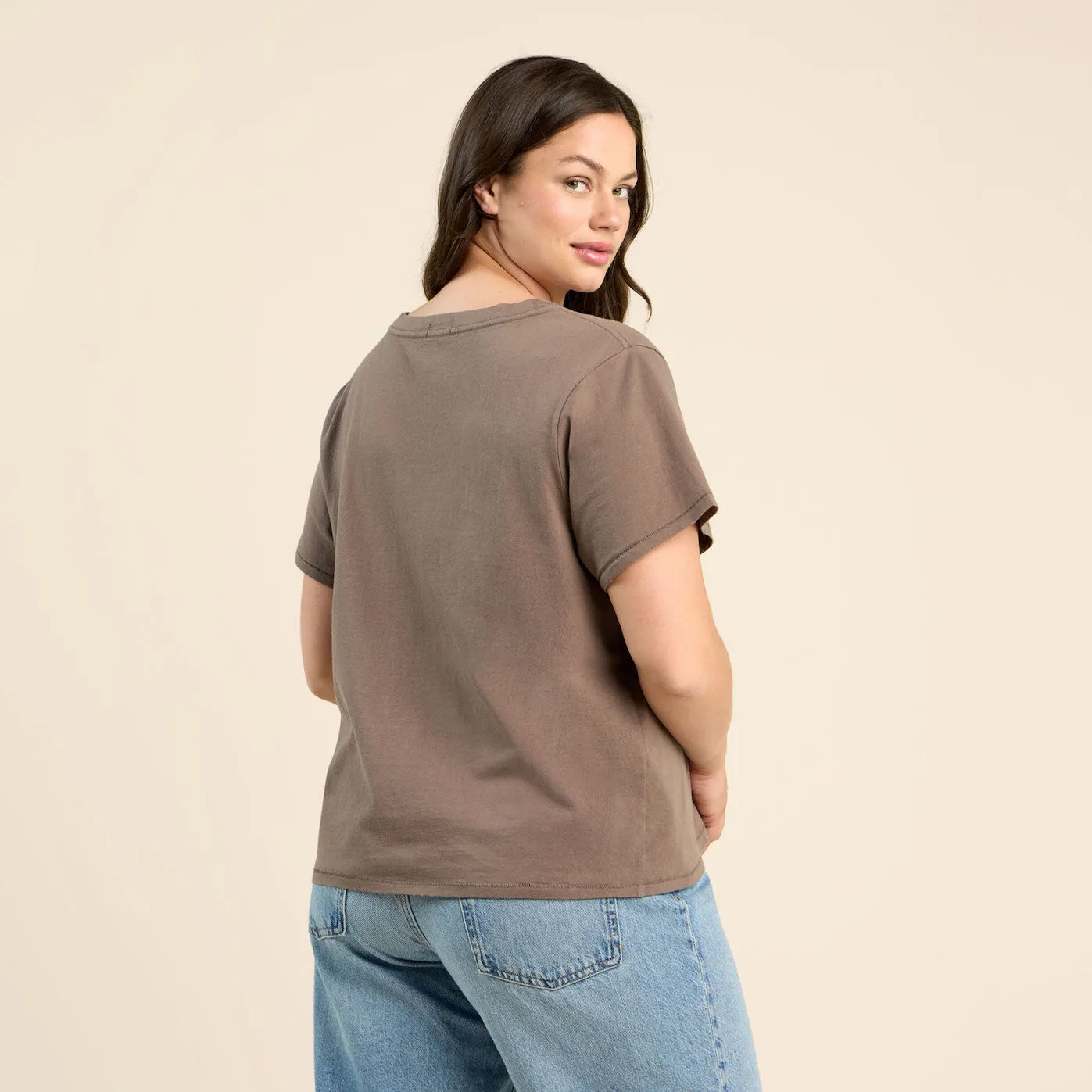 Vintage Cotton V-Neck Everyday T-Shirt | Mocha sold by nuuds product image thumbnail 4