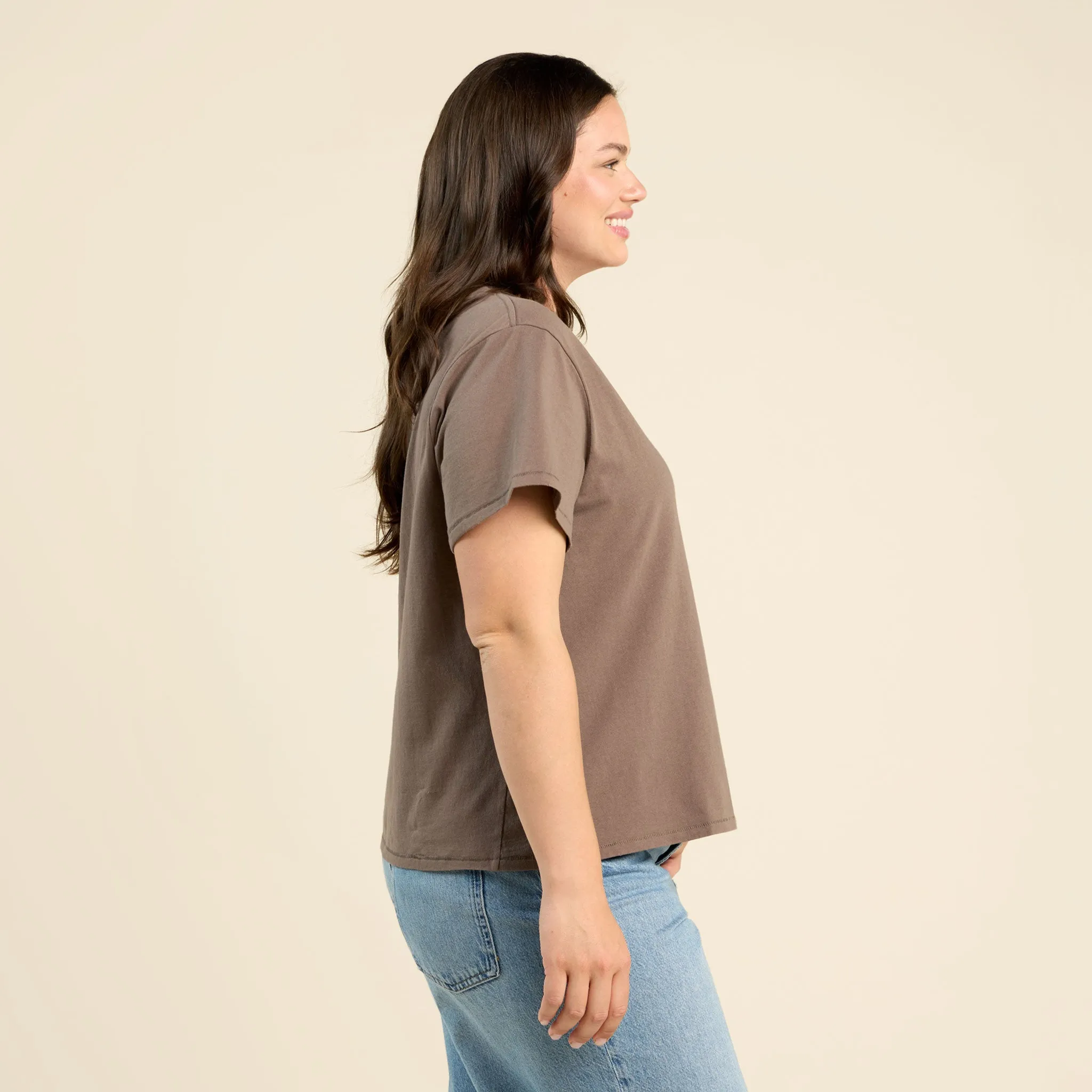 Vintage Cotton V-Neck Everyday T-Shirt | Mocha sold by nuuds product image thumbnail 3