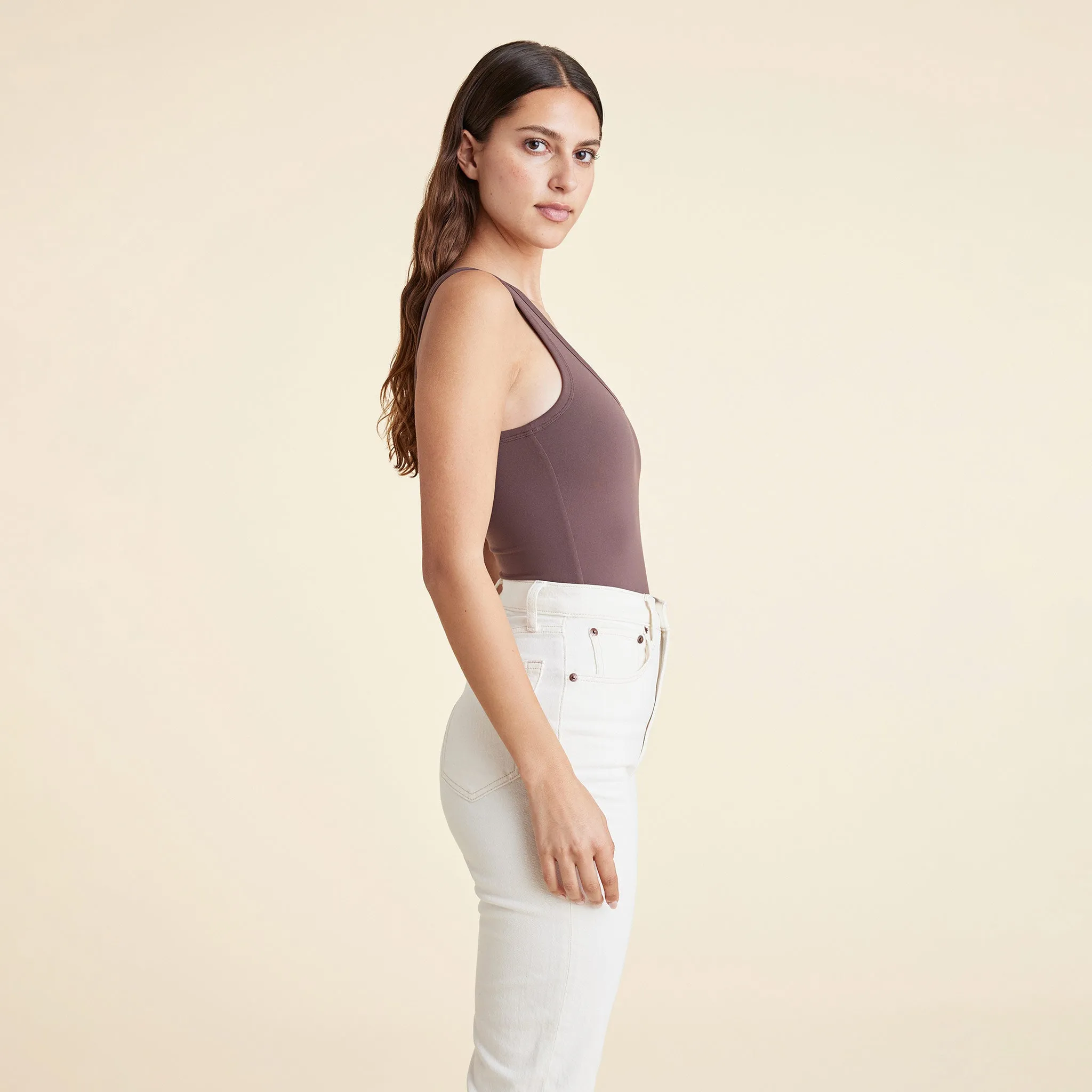 Seamless Scoop Tank Bodysuit | Coffee sold by nuuds product image thumbnail 3