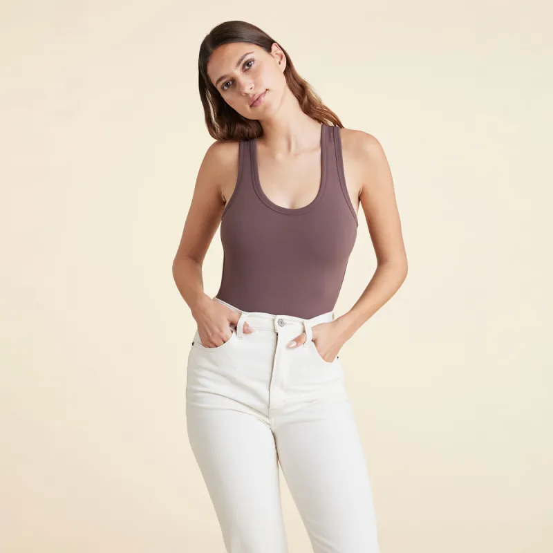 Seamless Scoop Tank Bodysuit | Coffee sold by nuuds