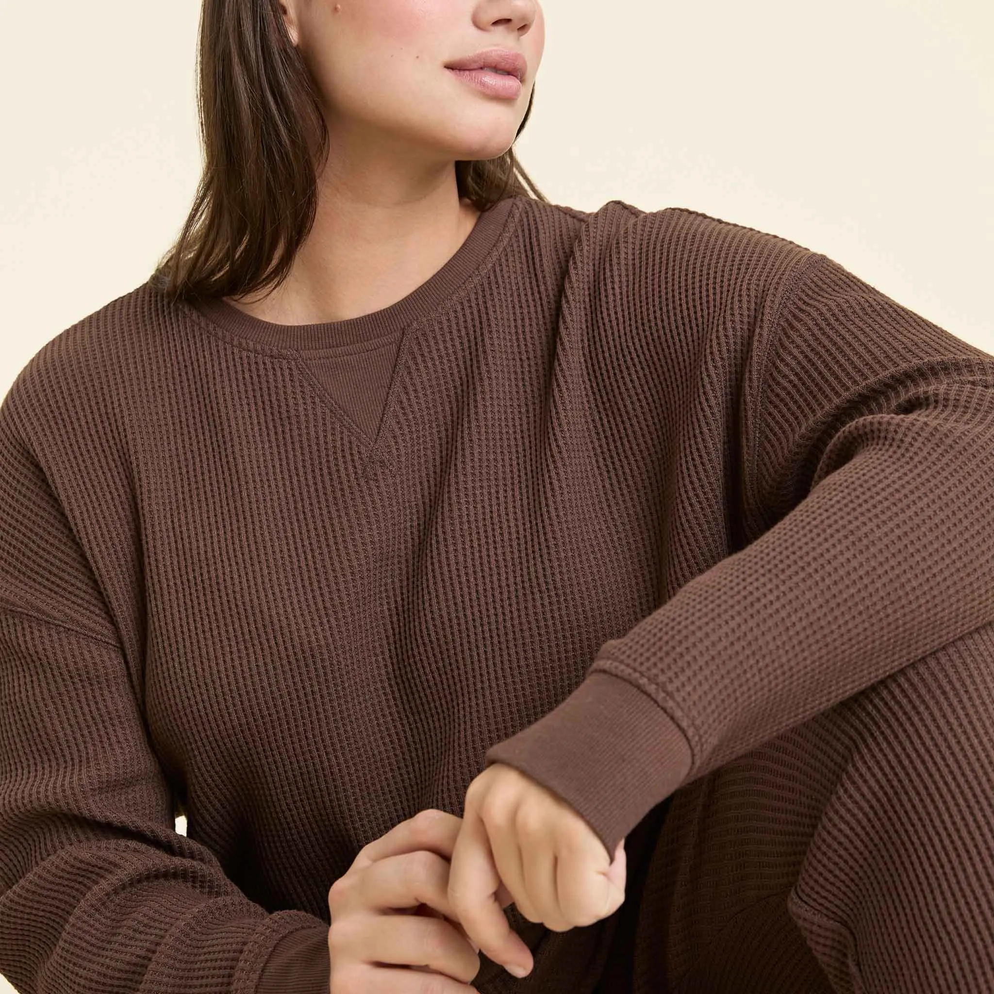 Waffle Crewneck Pullover | Coffee sold by nuuds product image thumbnail 5