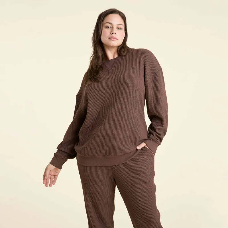 Waffle Crewneck Pullover | Coffee sold by nuuds