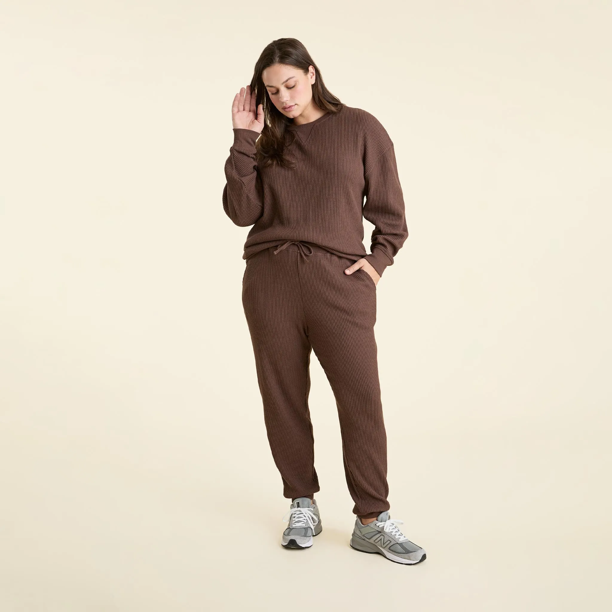 Waffle Crewneck Pullover | Coffee sold by nuuds product image thumbnail 2