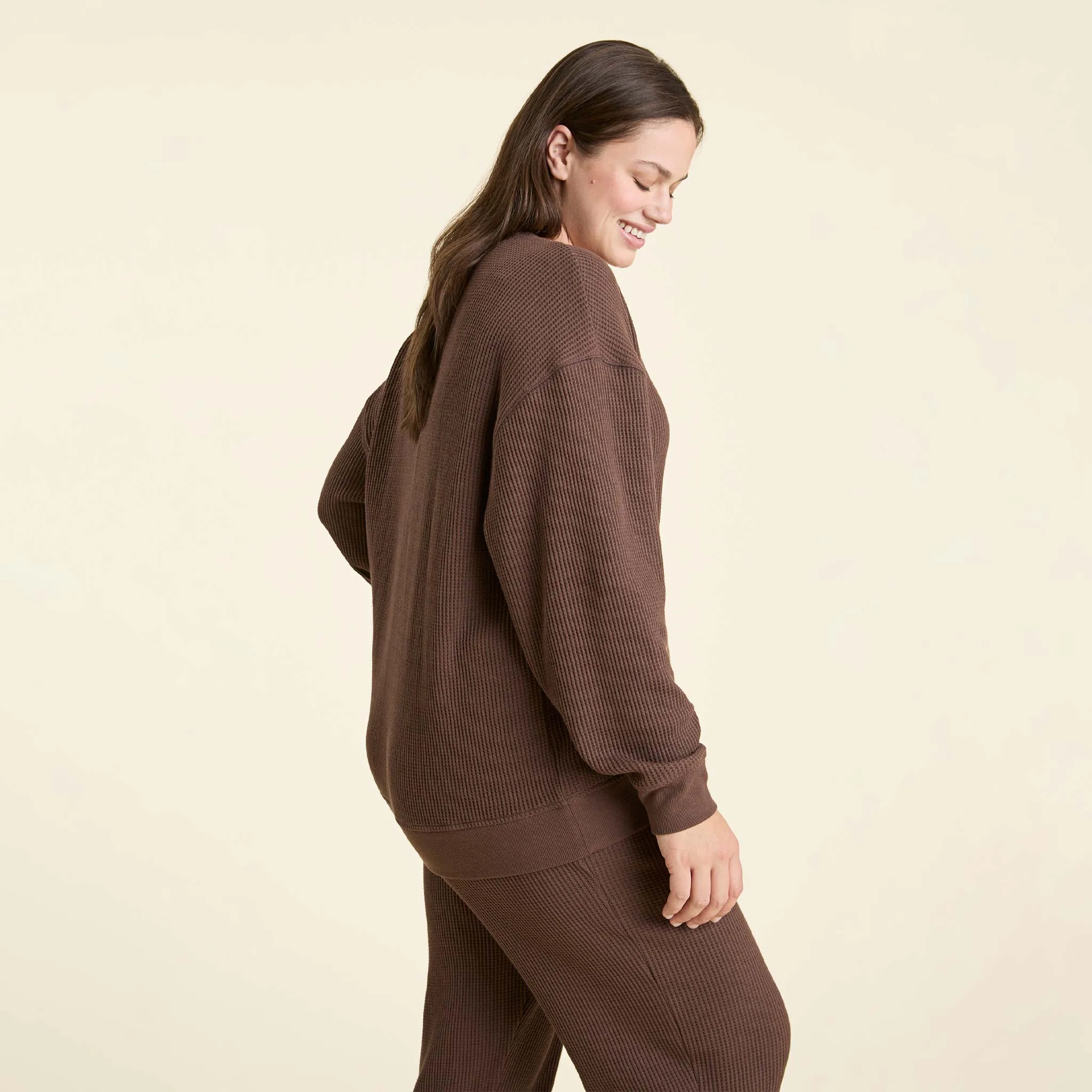 Waffle Crewneck Pullover | Coffee sold by nuuds product image thumbnail 3