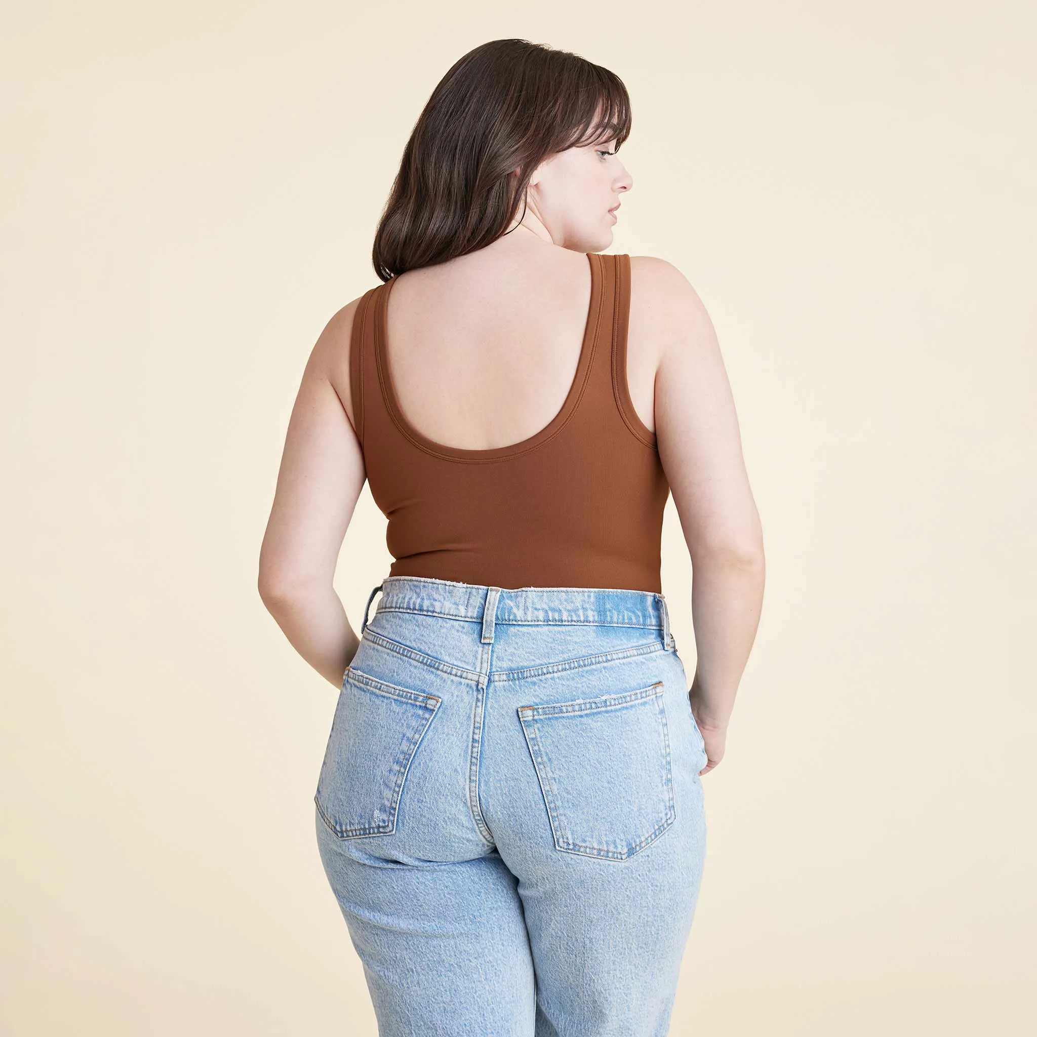Seamless Scoop Tank Bodysuit | Chocolate sold by nuuds product image thumbnail 4