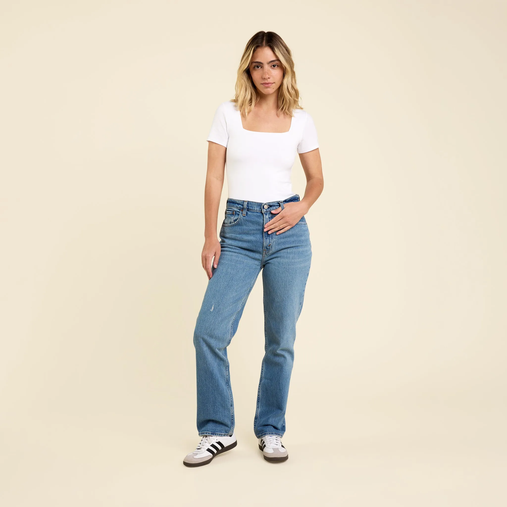 Cotton Stretch Short Sleeve Square Neck Bodysuit | White sold by nuuds product image thumbnail 2