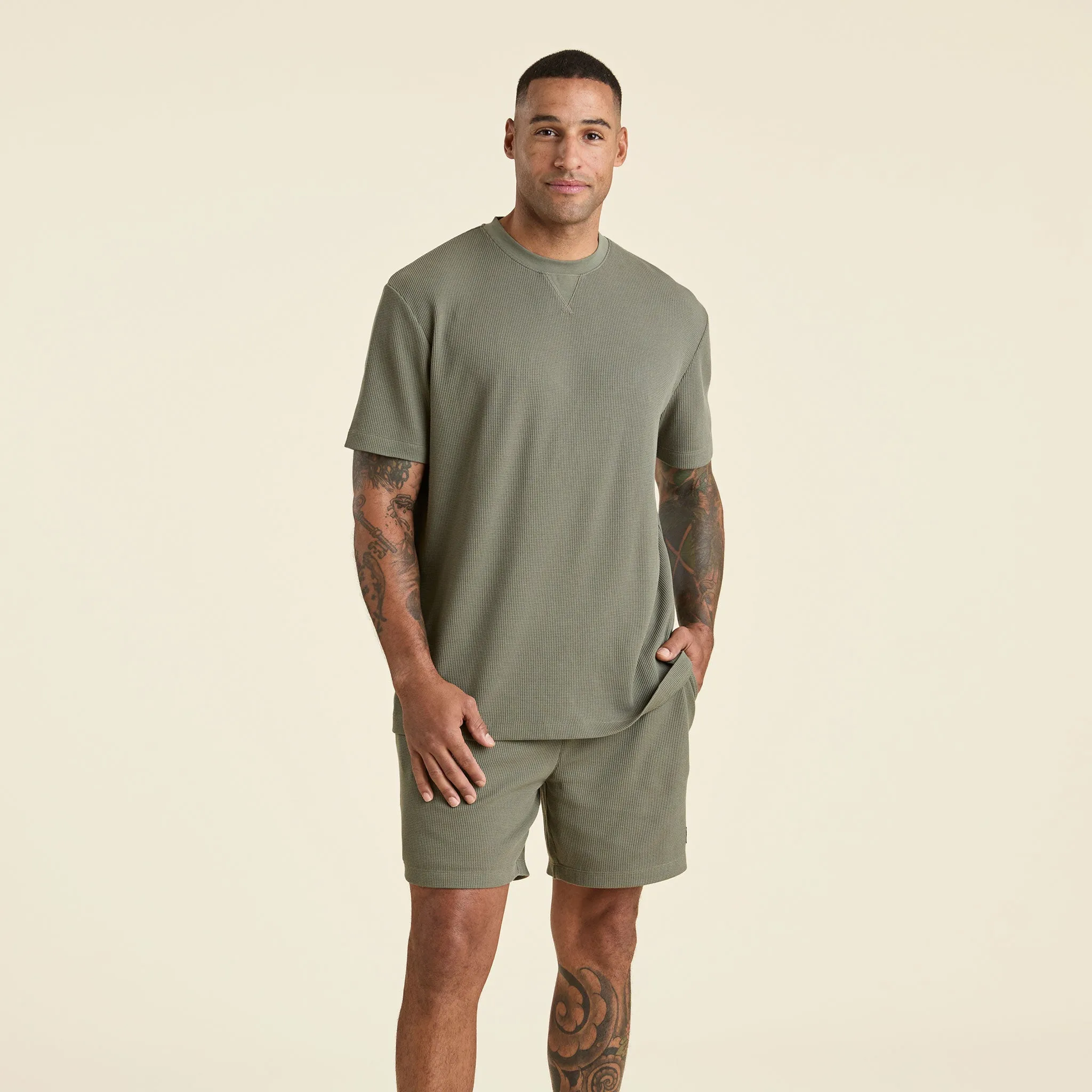 Waffle T-Shirt | Olive sold by nuuds product image thumbnail 2