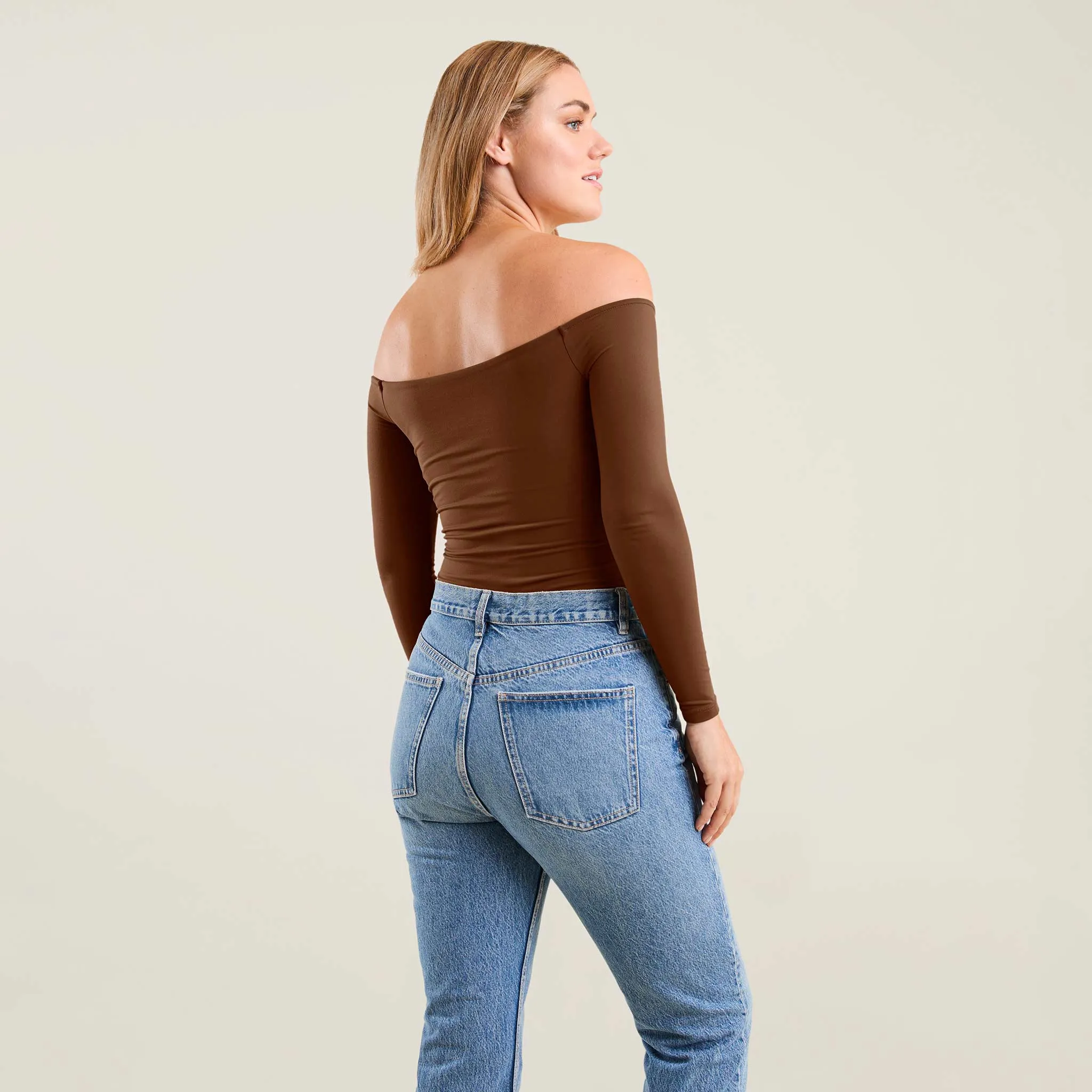 Off The Shoulder Bodysuit | Chocolate sold by nuuds product image thumbnail 5