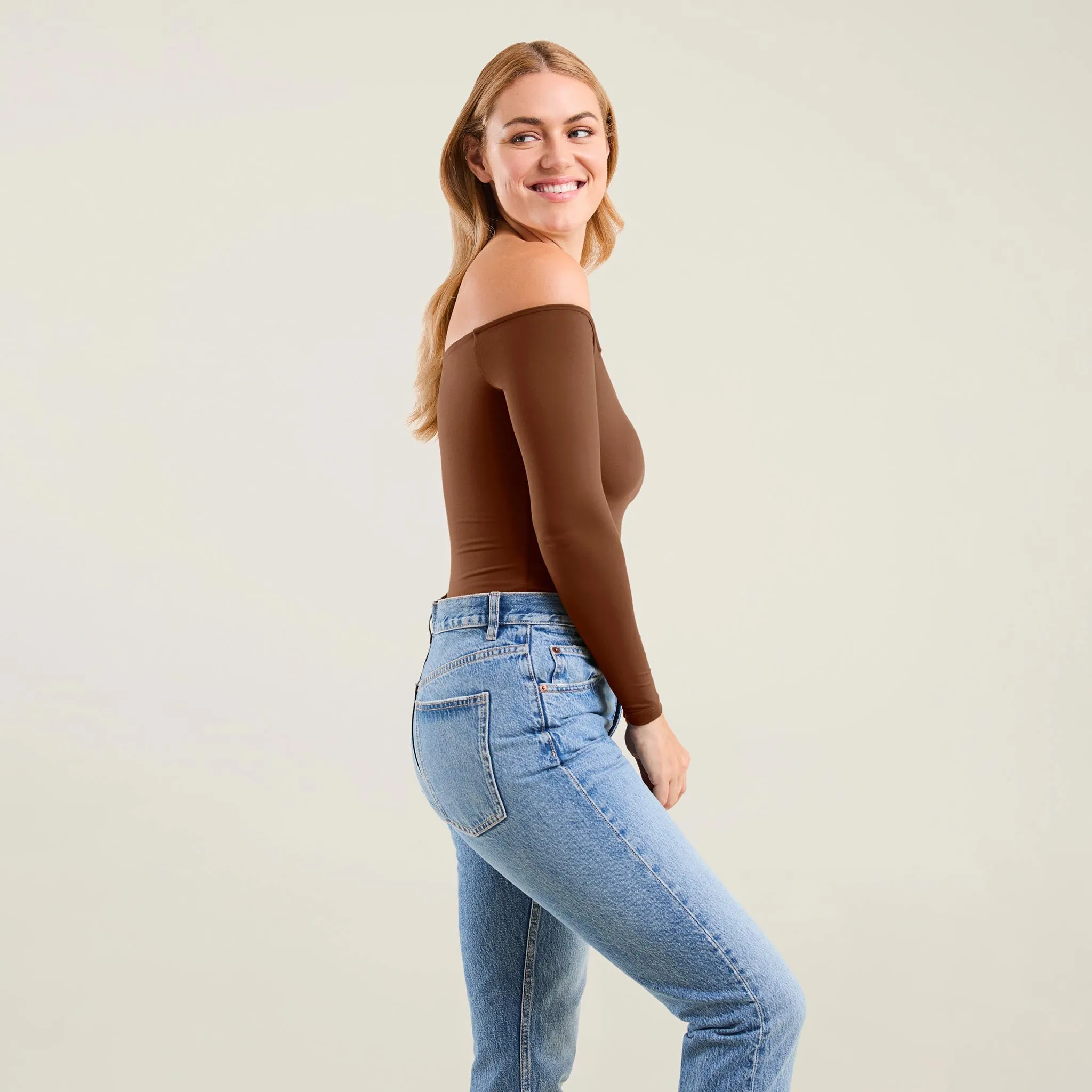 Off The Shoulder Bodysuit | Chocolate sold by nuuds product image thumbnail 3