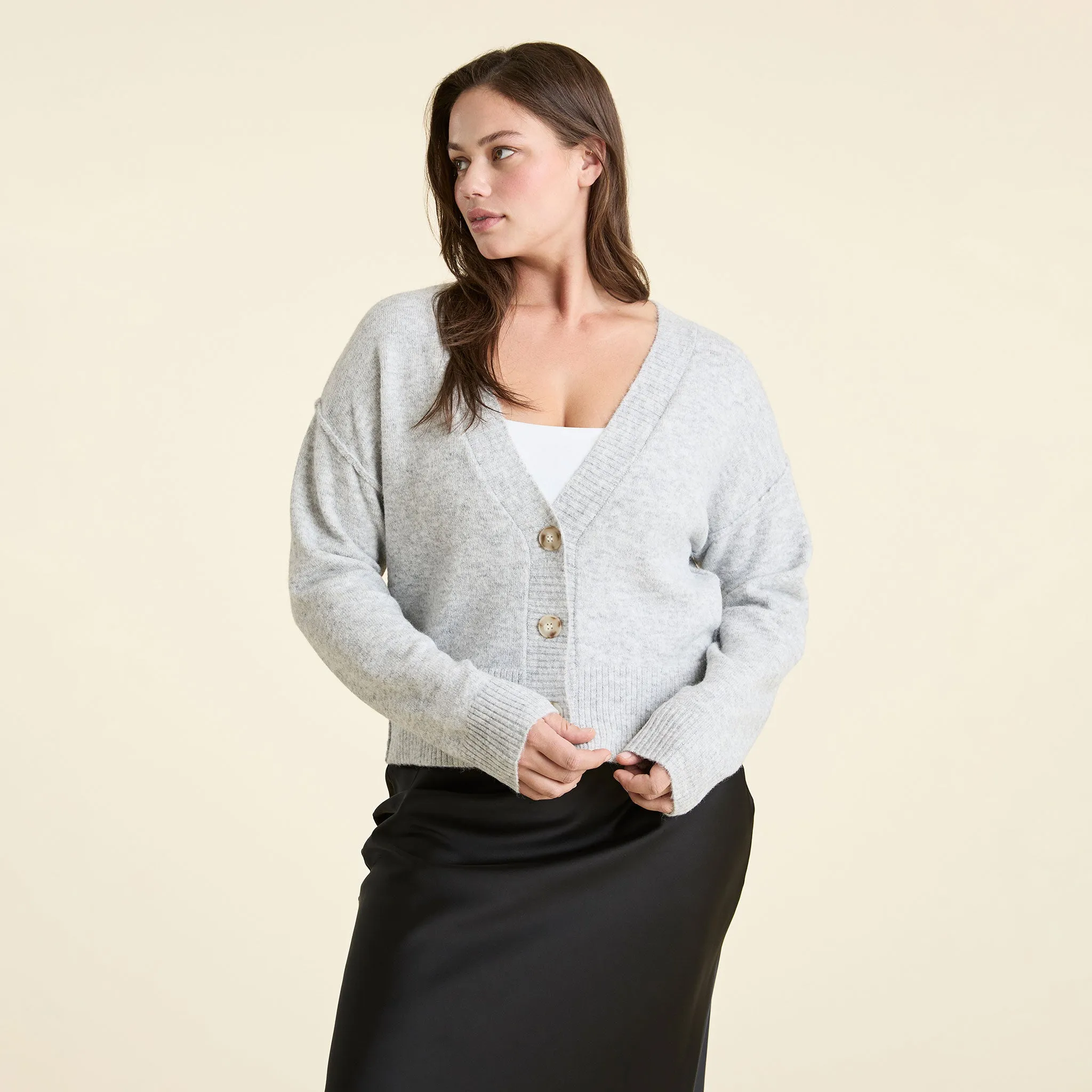 Cozy Knit Cardigan | Heather Grey sold by nuuds