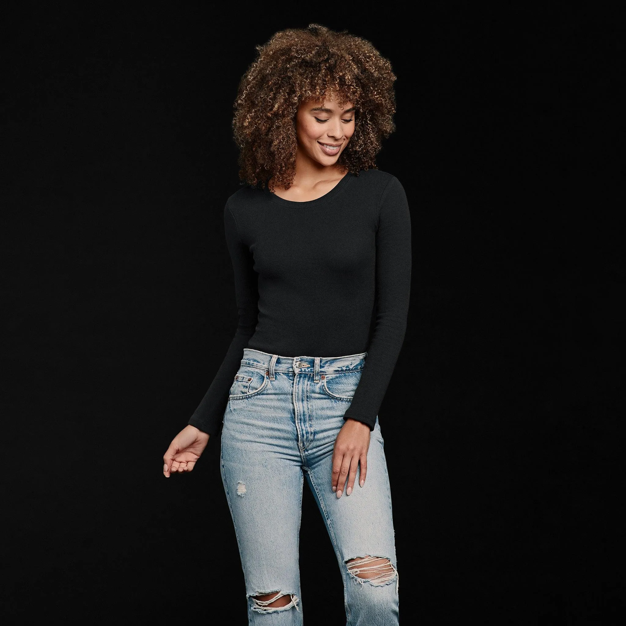 Long Sleeve Ribbed Crewneck Bodysuit sold by nuuds product image thumbnail 2