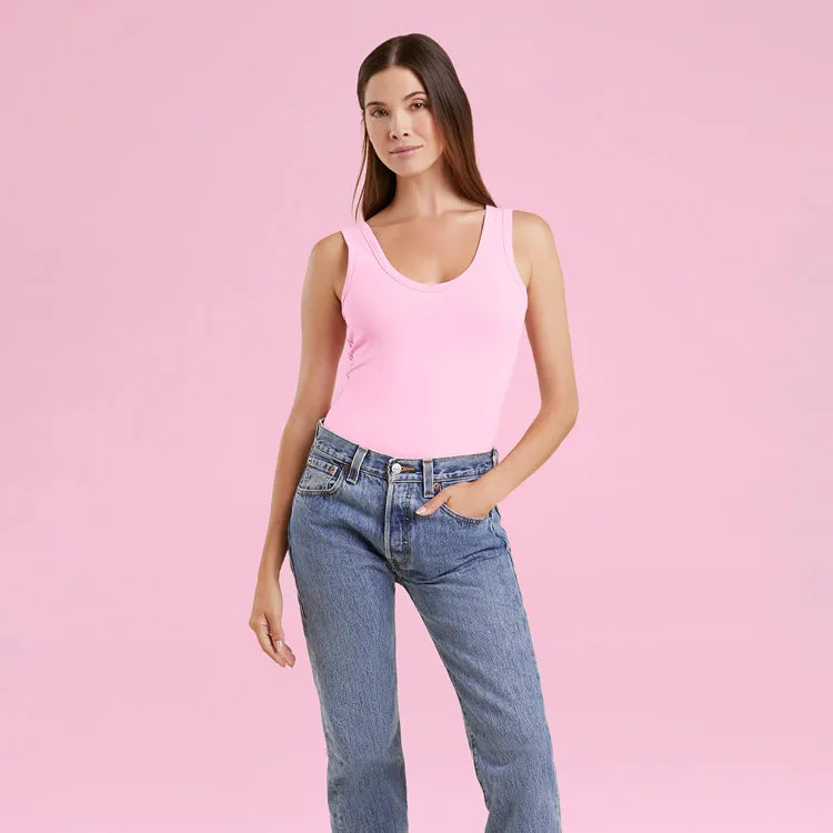 Seamless Scoop Tank Bodysuit | Bubblegum Pink sold by nuuds