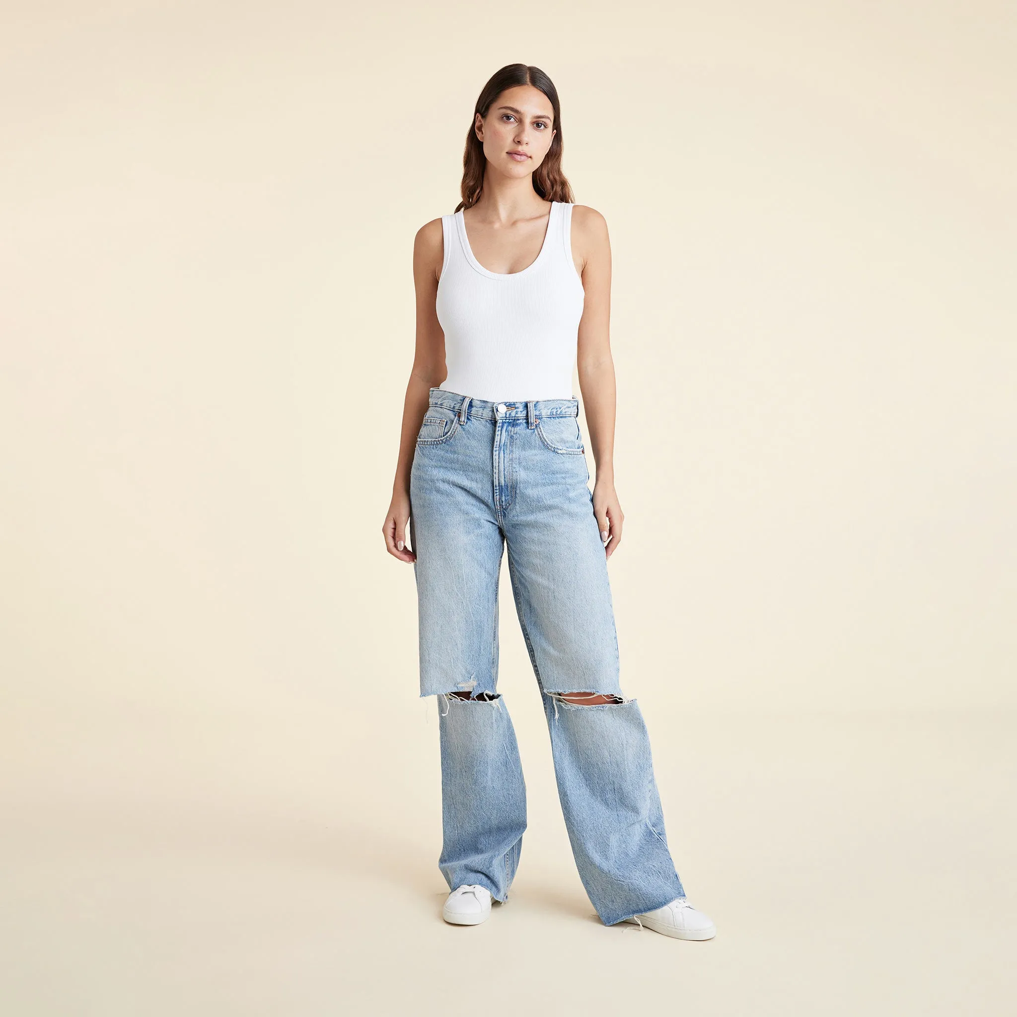 Ribbed Scoop Tank Bodysuit | White sold by nuuds product image thumbnail 2