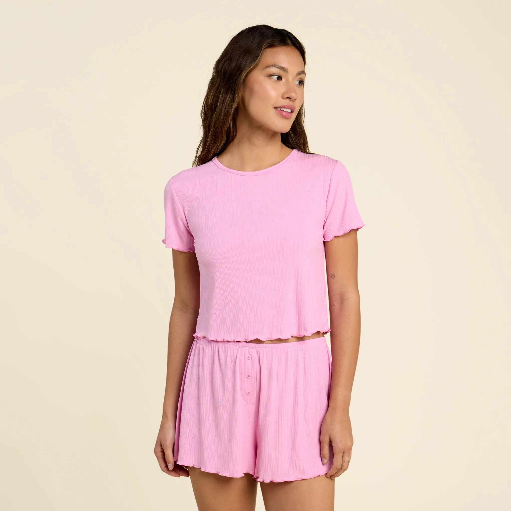 Mini Rib Tee | Bubblegum Pink sold by nuuds