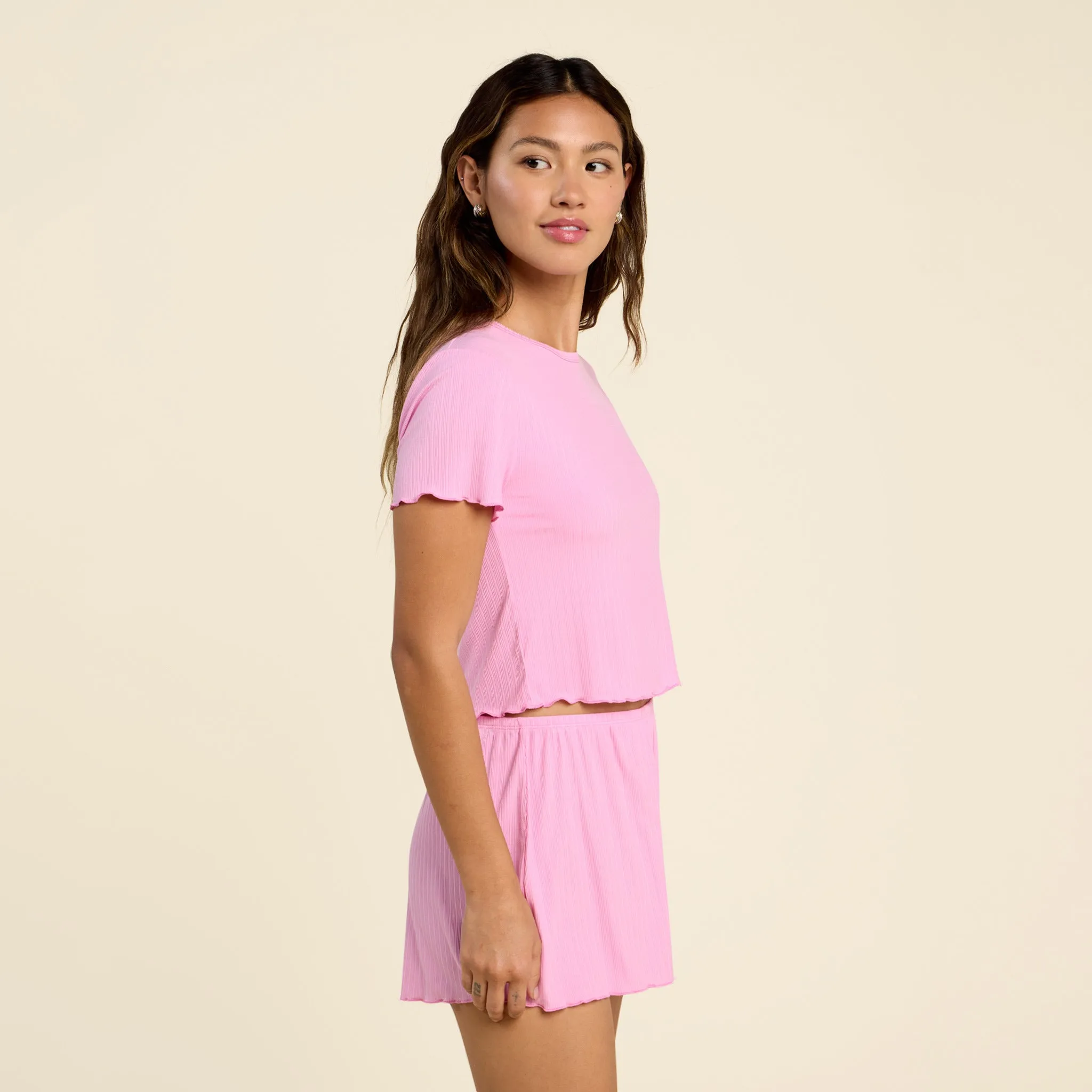 Mini Rib Tee | Bubblegum Pink sold by nuuds product image thumbnail 3