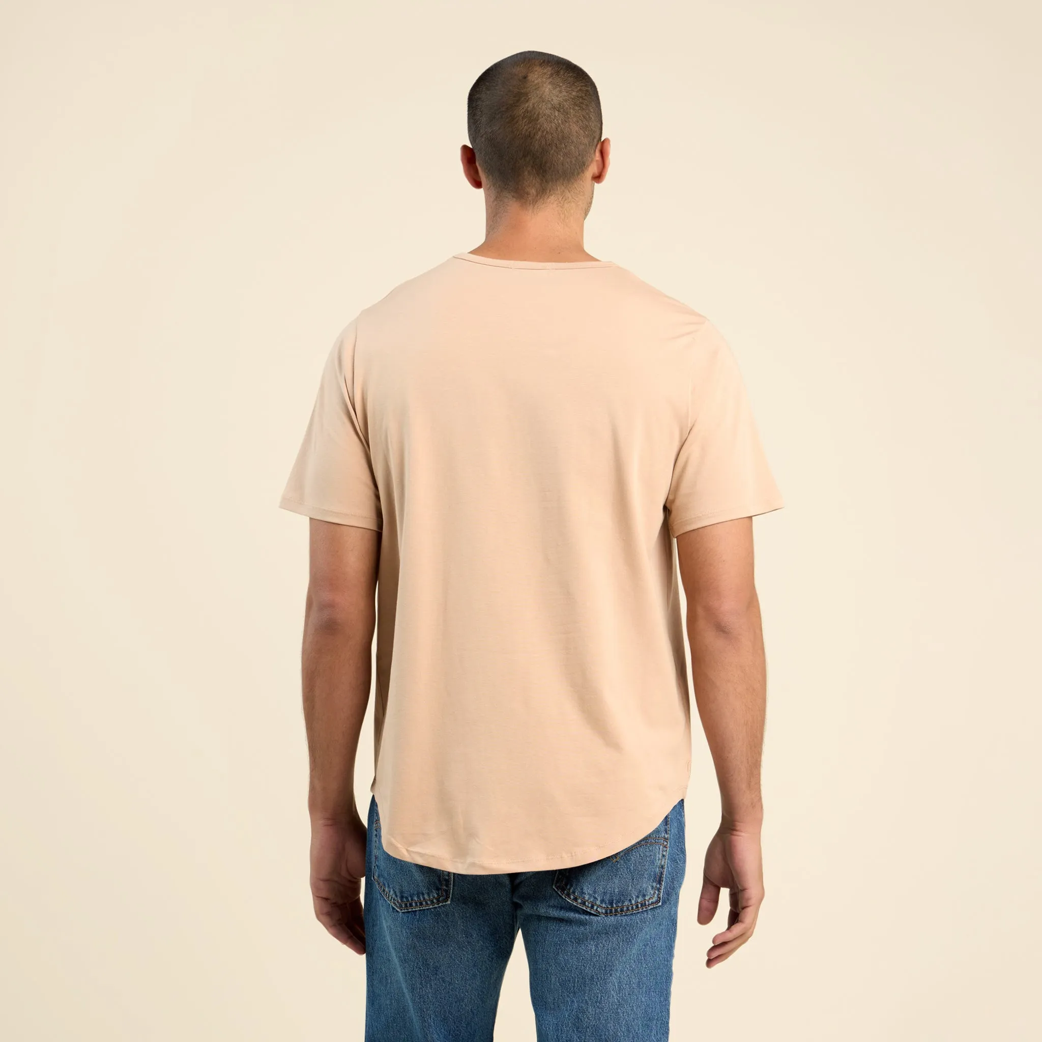 Short Sleeve Curved Hem T-Shirt | Sand sold by nuuds product image thumbnail 4