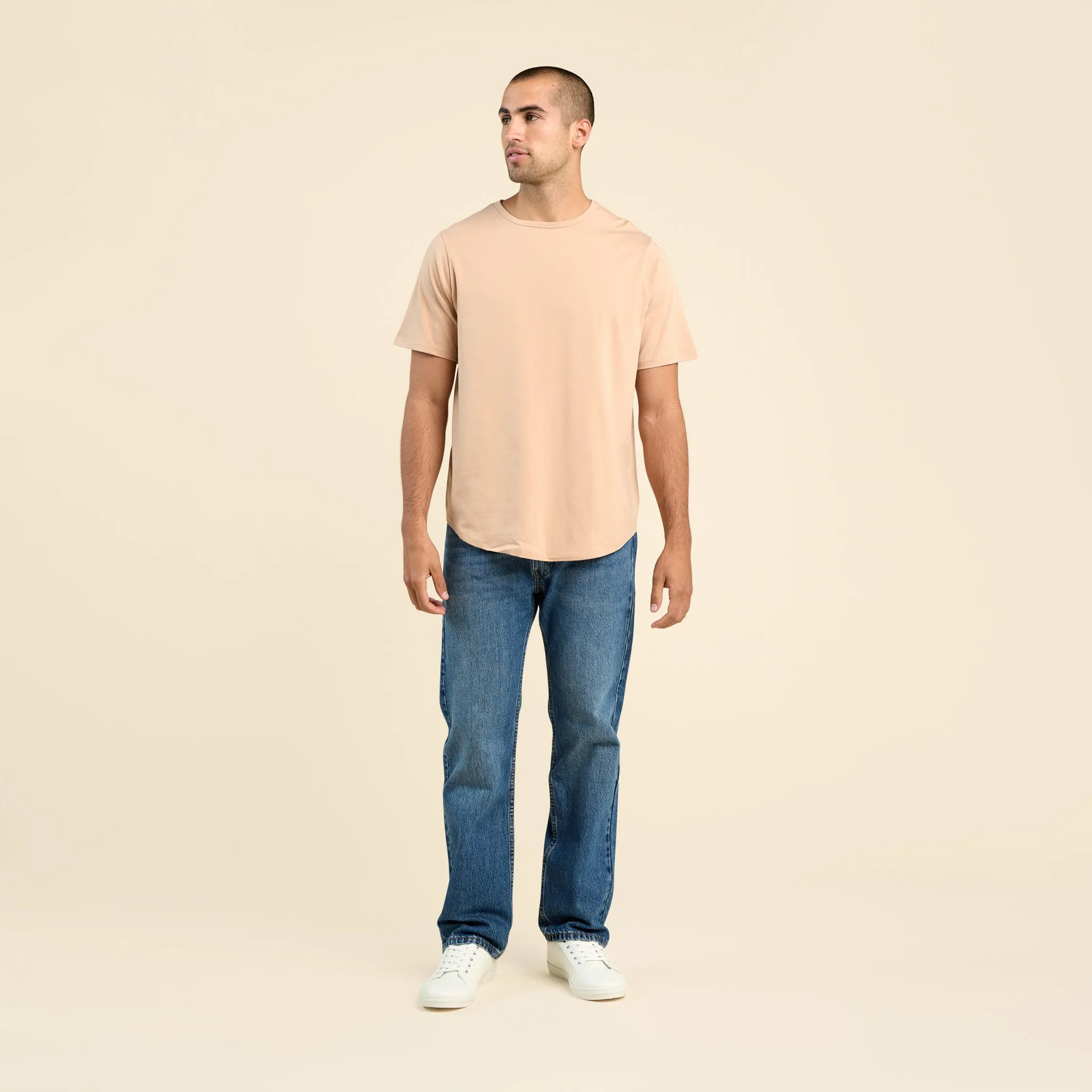 Short Sleeve Curved Hem T-Shirt | Sand sold by nuuds product image thumbnail 2