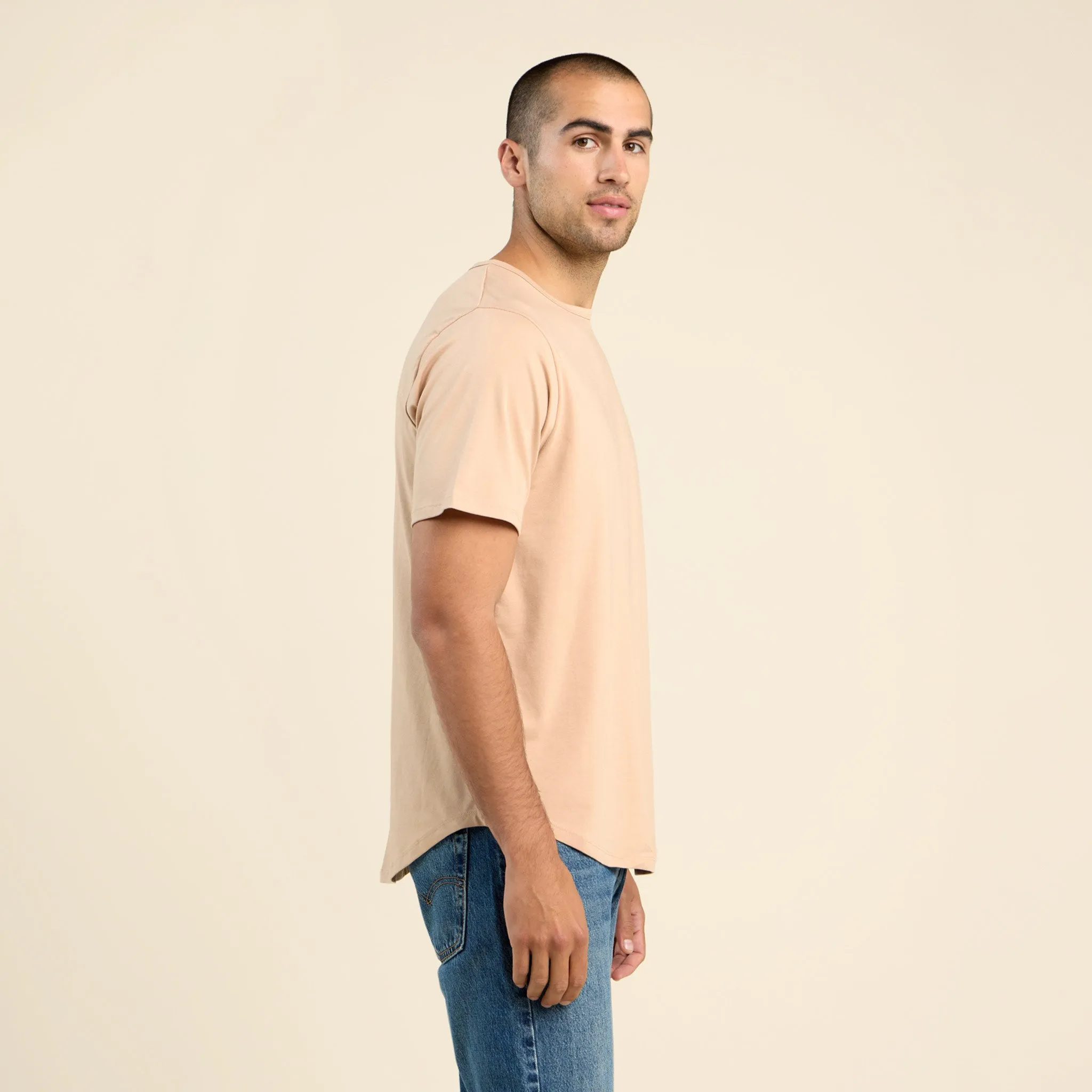 Short Sleeve Curved Hem T-Shirt | Sand sold by nuuds product image thumbnail 3