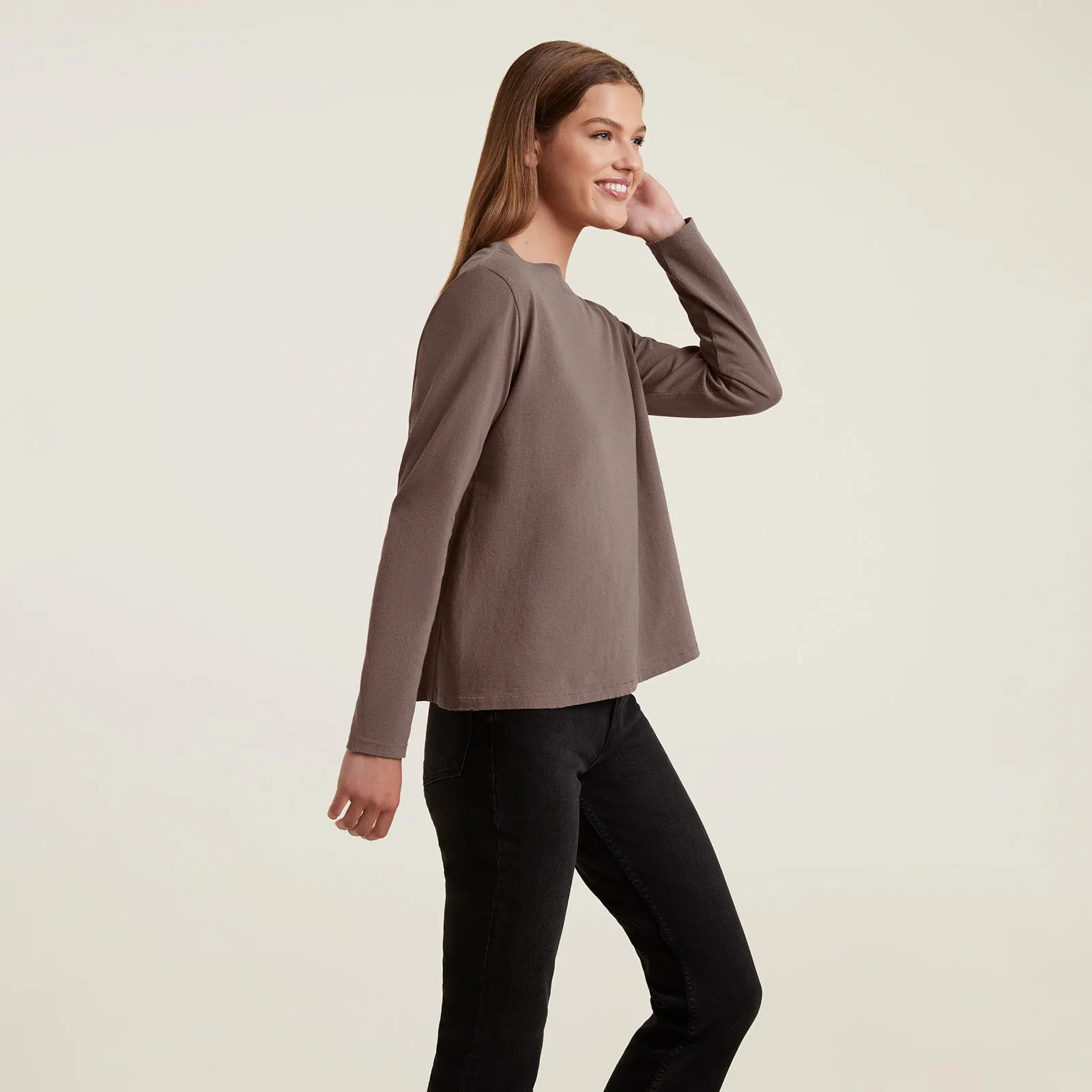 Vintage Cotton Long Sleeve Everyday T-Shirt | Mocha sold by nuuds product image thumbnail 3