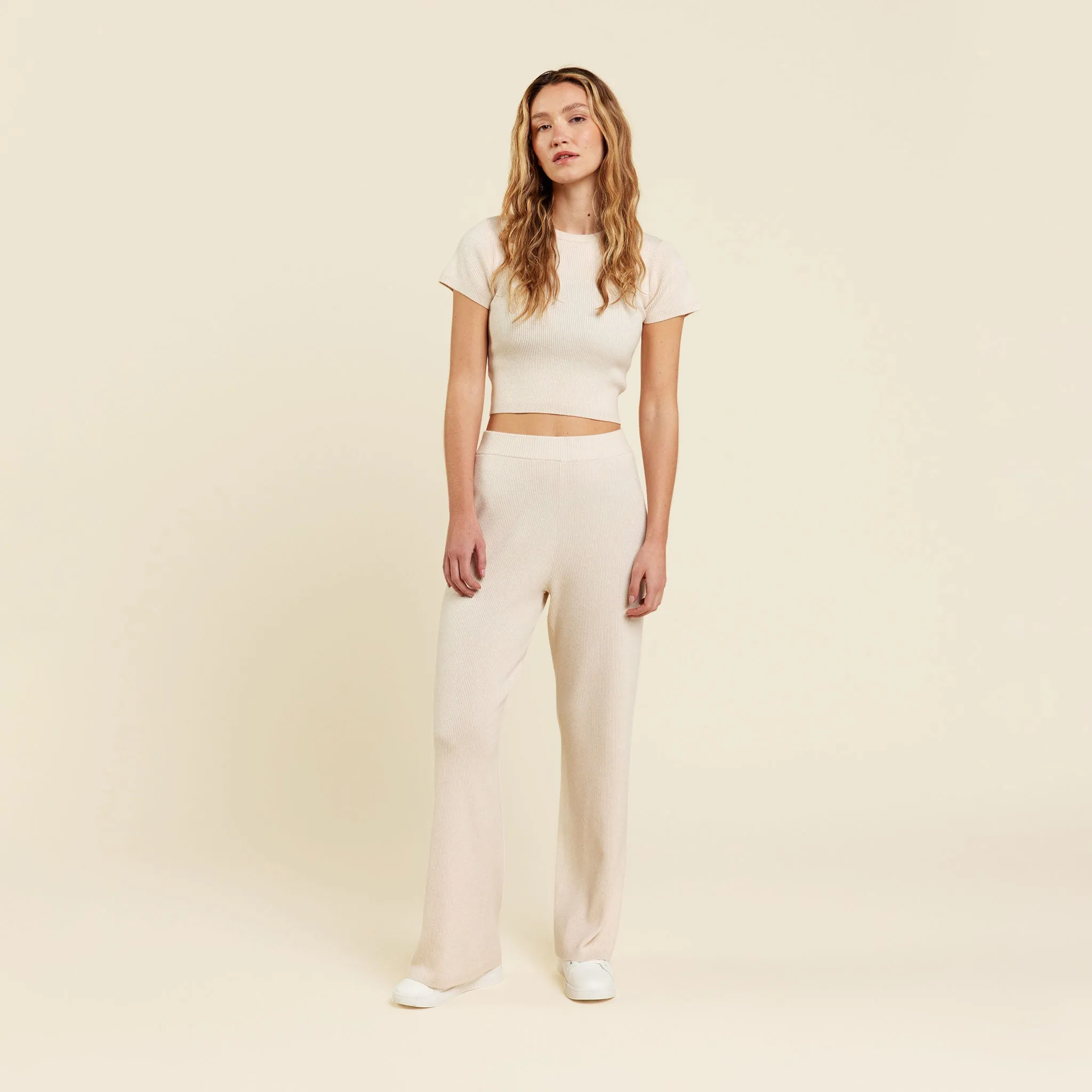 Ribbed Sweater Wide Leg Pant | Heather Bone sold by nuuds product image thumbnail 2