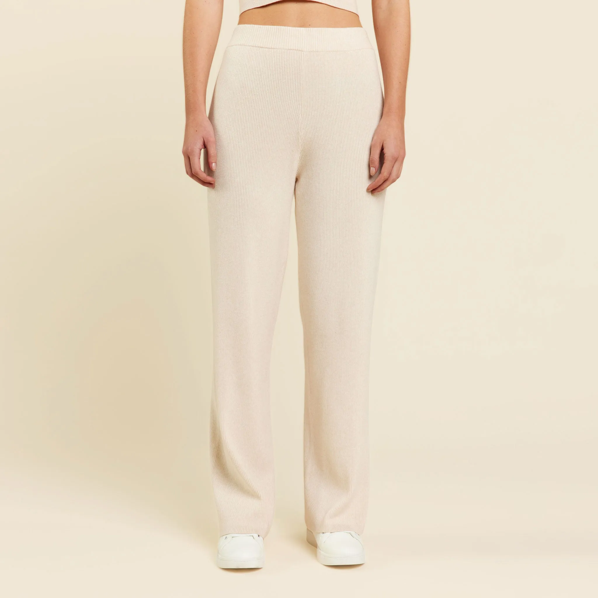 Ribbed Sweater Wide Leg Pant | Heather Bone sold by nuuds