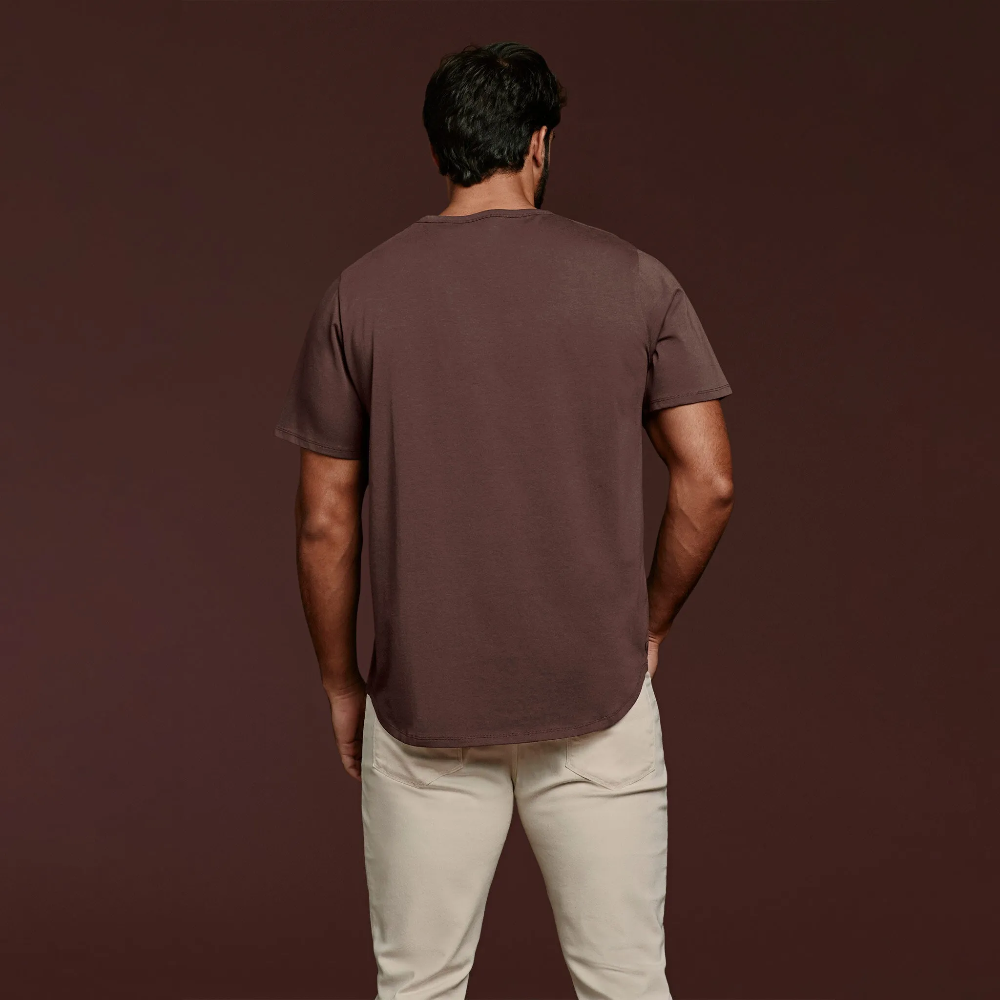 Short Sleeve Curved Hem T-Shirt | Coffee sold by nuuds product image thumbnail 3