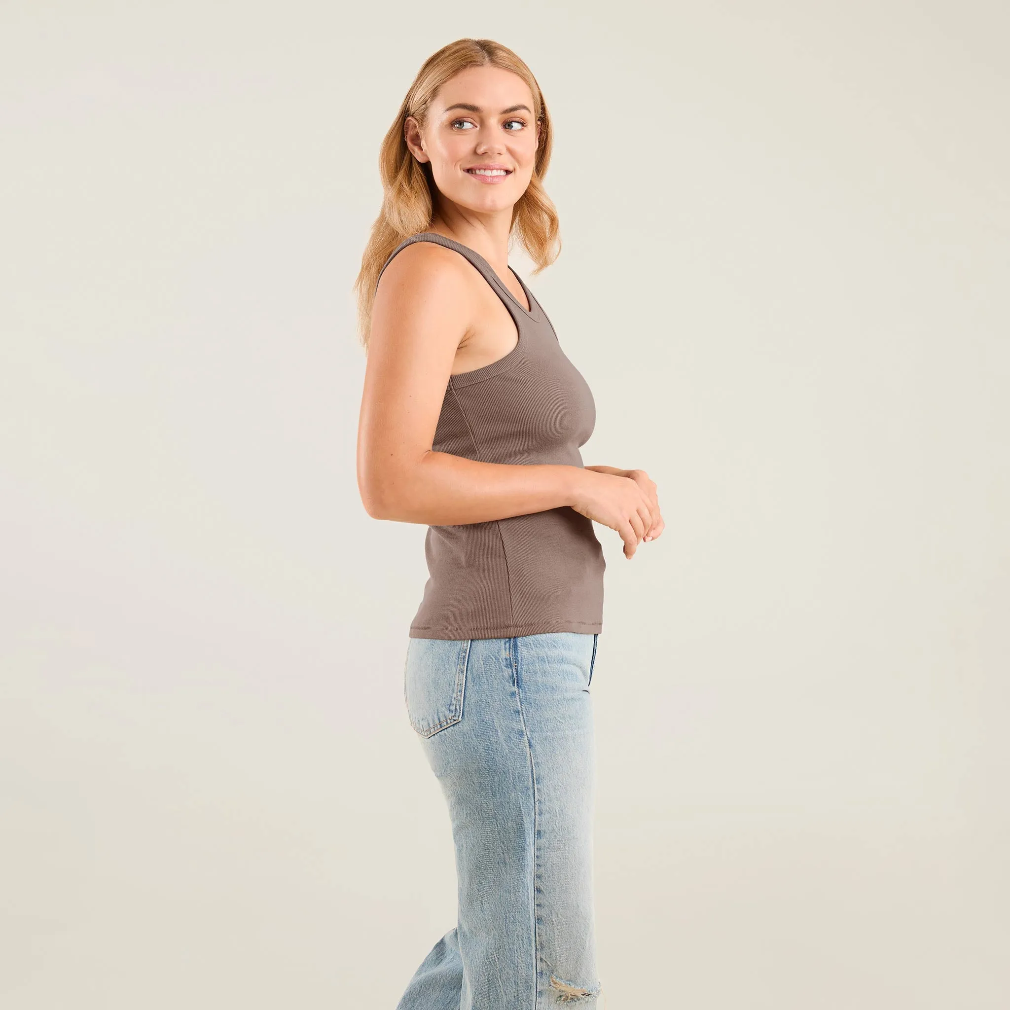 Essential Rib Tank Top | Mocha sold by nuuds product image thumbnail 3