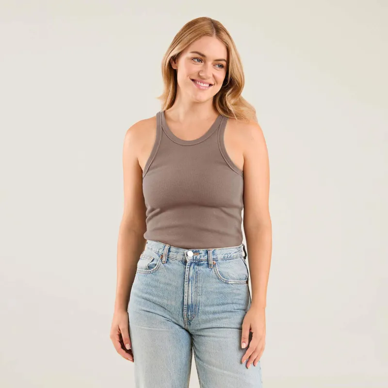 Essential Rib Tank Top | Mocha sold by nuuds