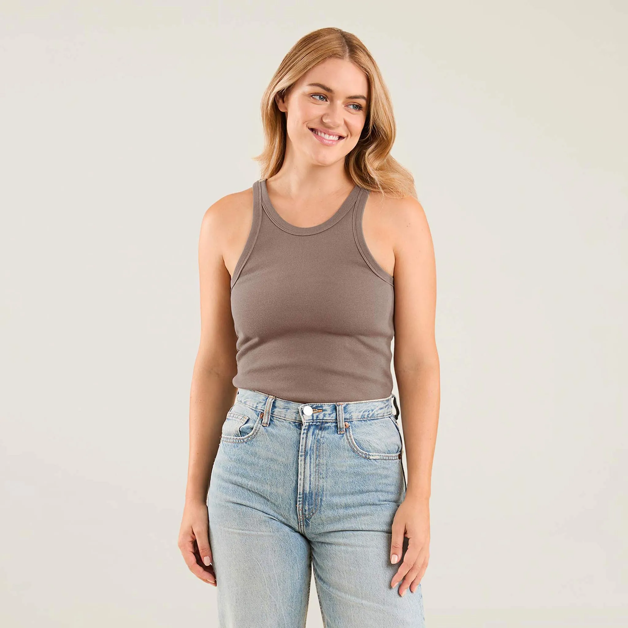 Essential Rib Tank Top | Mocha sold by nuuds