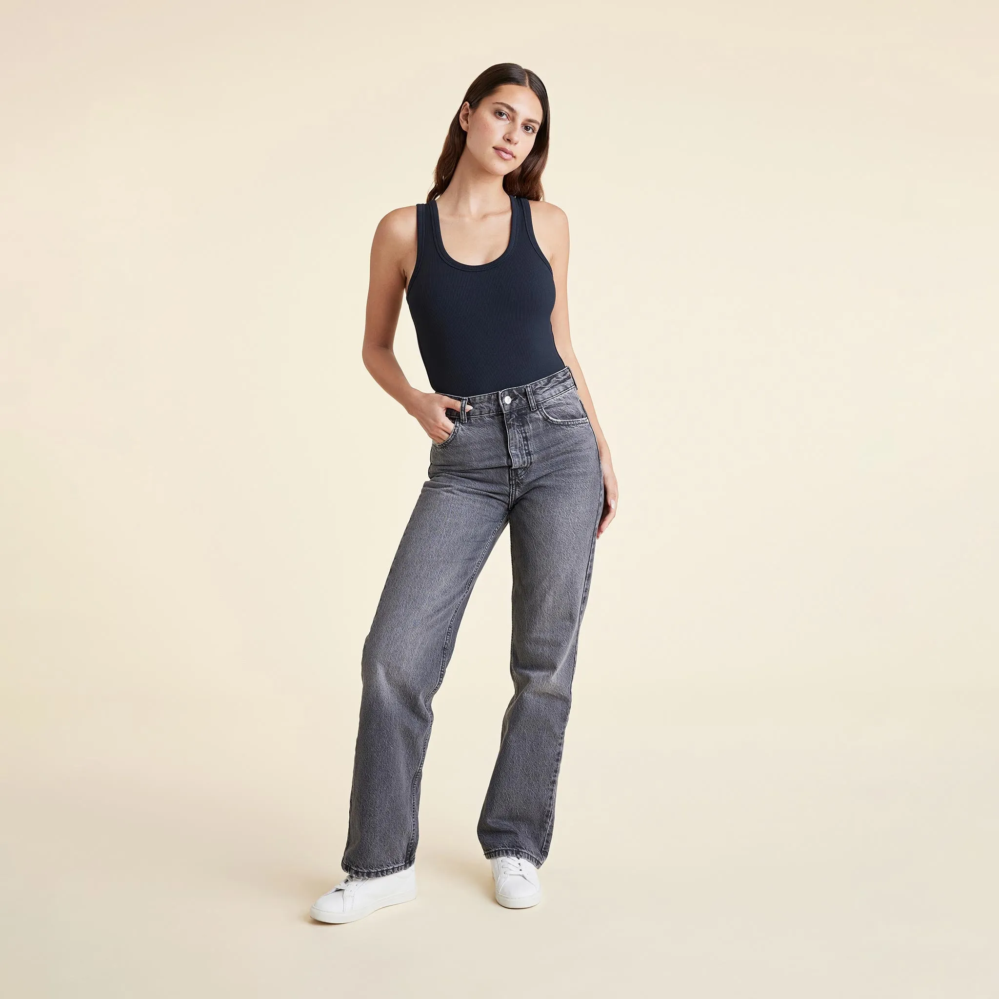 Ribbed Scoop Tank Bodysuit | Black sold by nuuds product image thumbnail 2