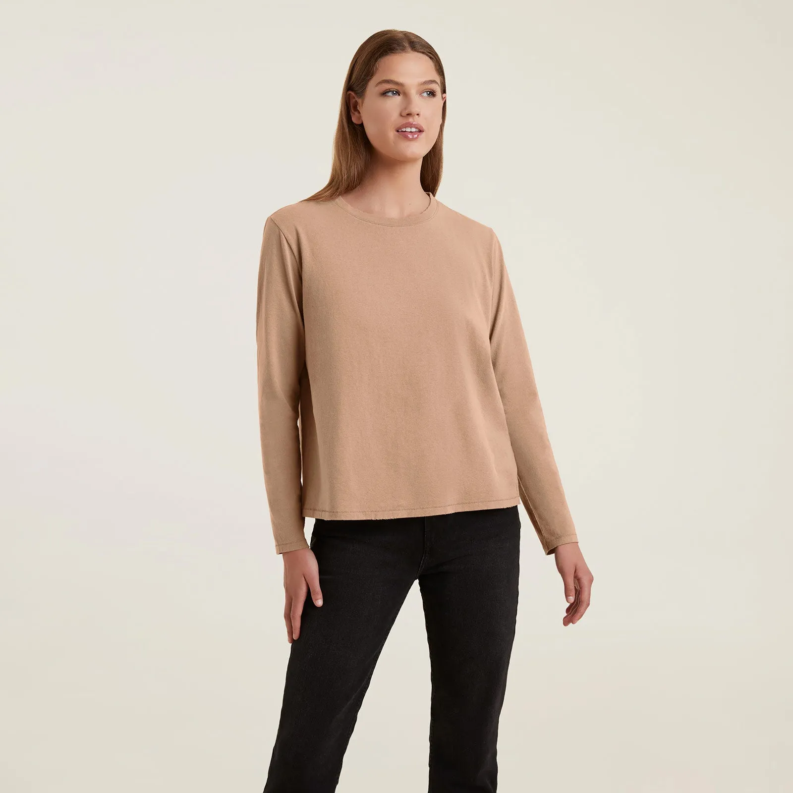 Vintage Cotton Long Sleeve Everyday T-Shirt | Cinnamon sold by nuuds