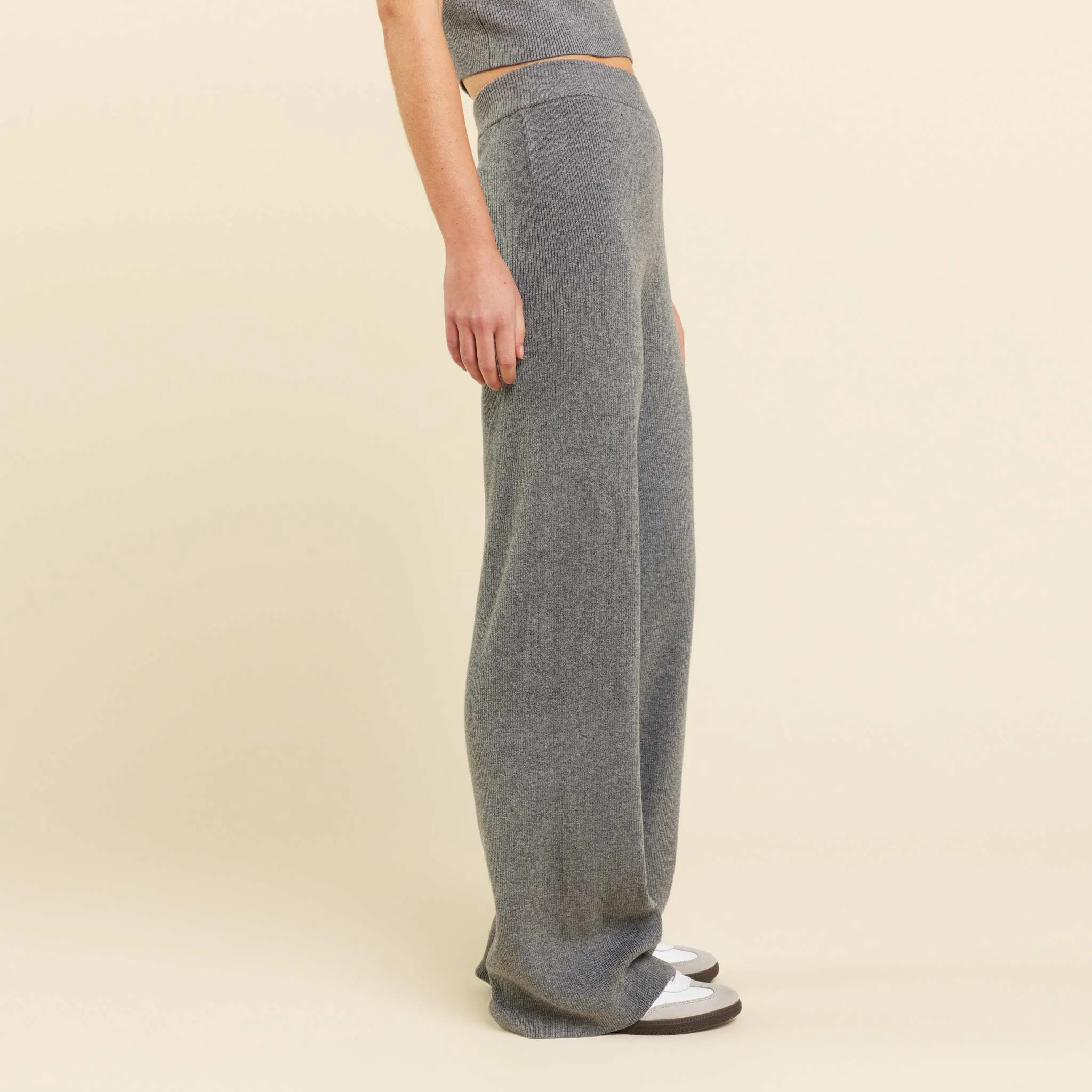 Ribbed Sweater Wide Leg Pant | Charcoal sold by nuuds product image thumbnail 3