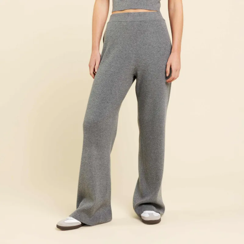 Ribbed Sweater Wide Leg Pant | Charcoal sold by nuuds